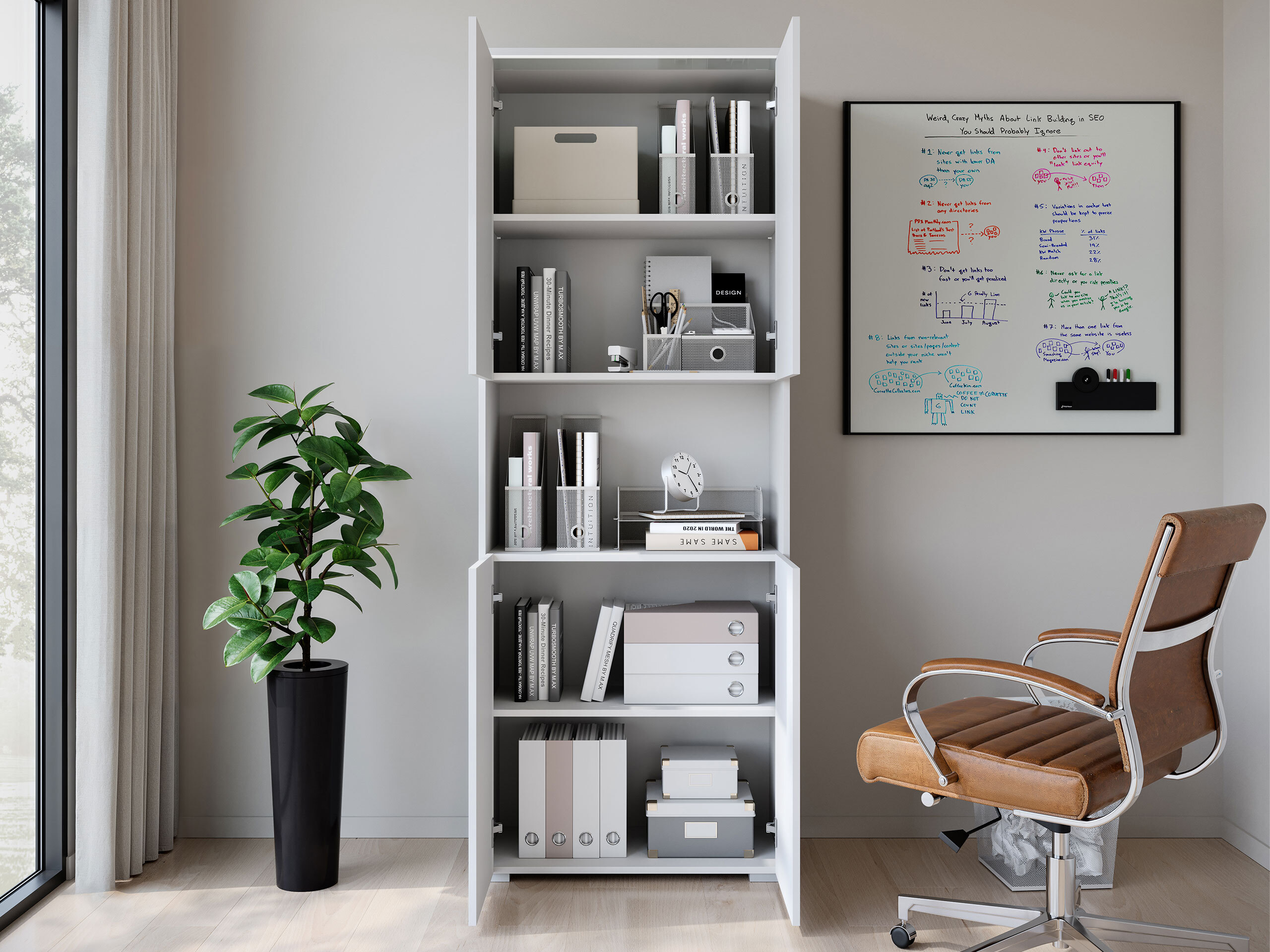 Estantería Mirfivo 106 (Blanco + Blanco brillante)