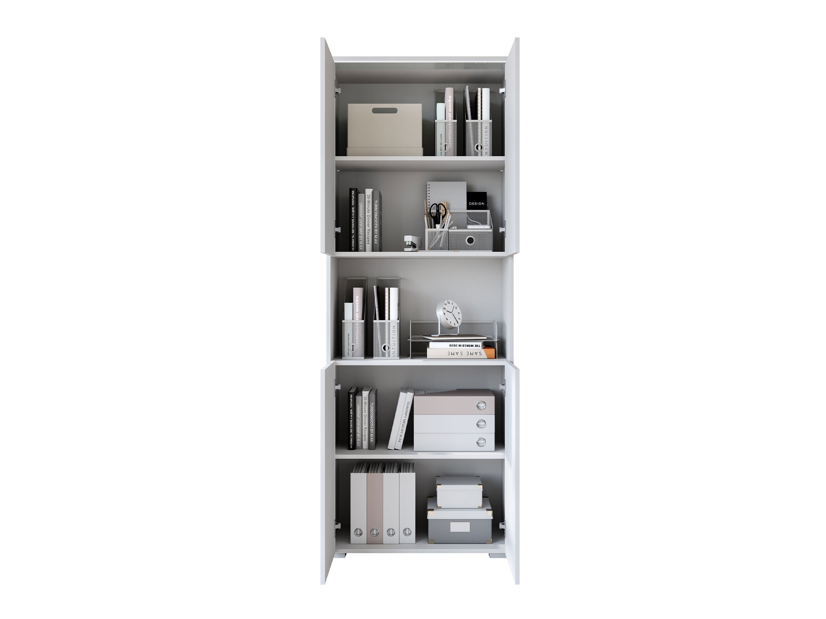 Estantería Mirfivo 106 (Blanco + Blanco brillante)