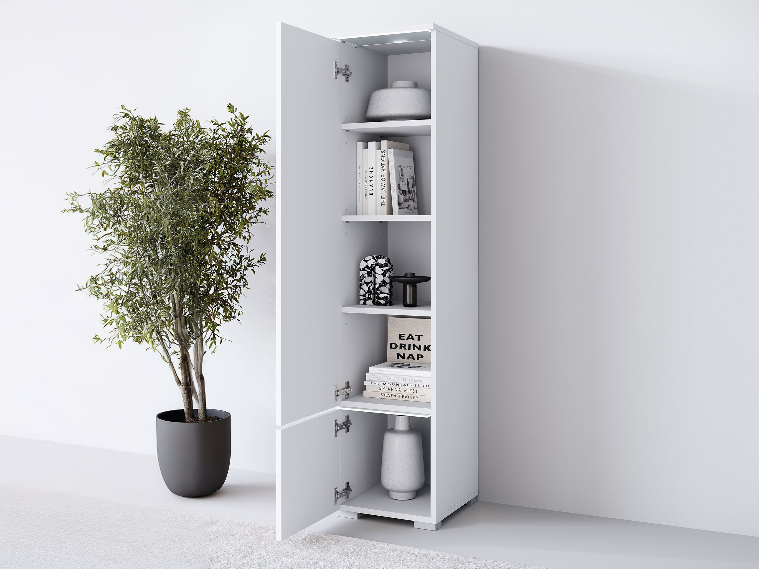 Estantería Mirfivo 108 (Blanco + Blanco brillante)