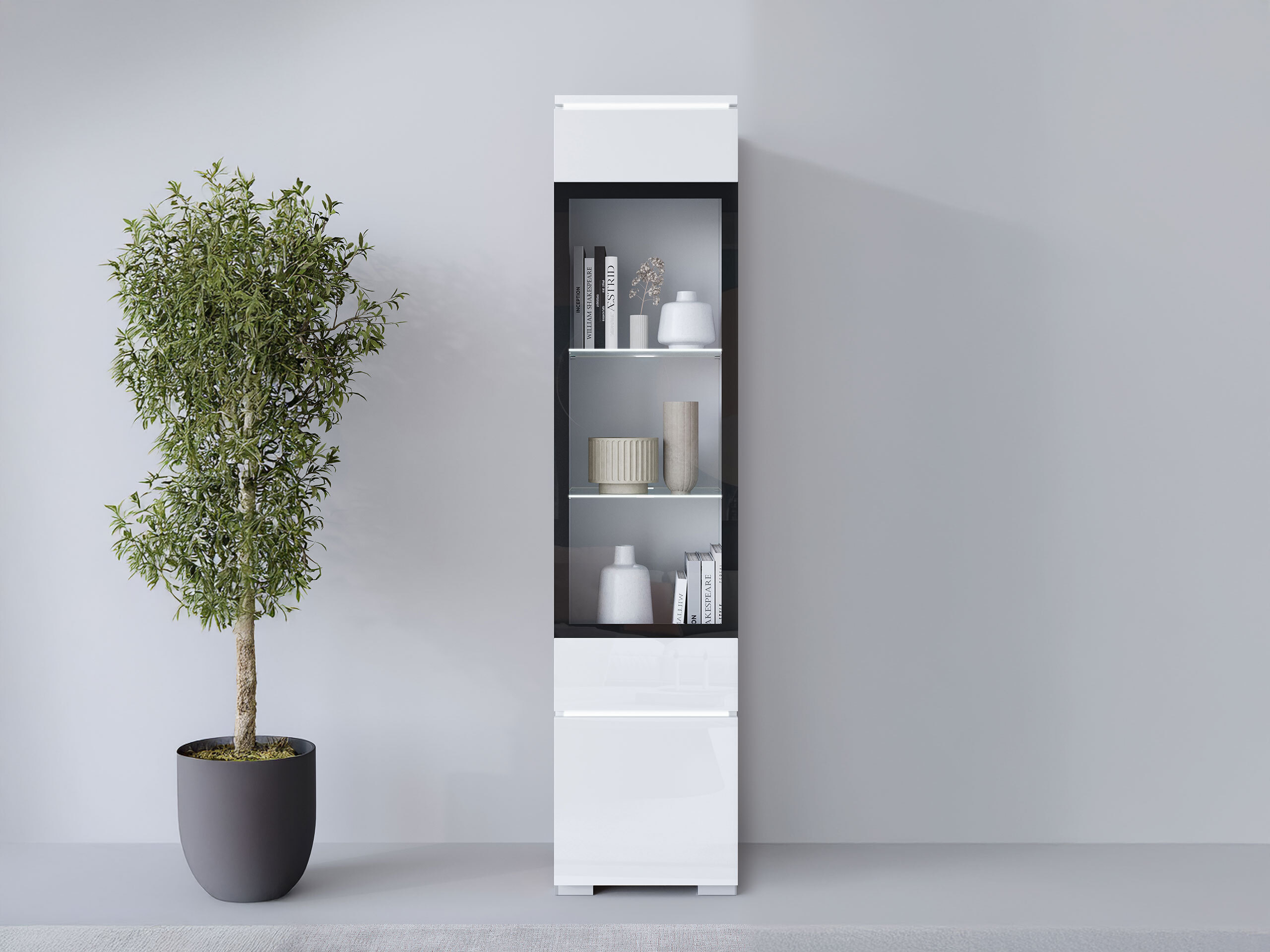 Estantería Mirfivo 109 (Blanco + Blanco brillante)