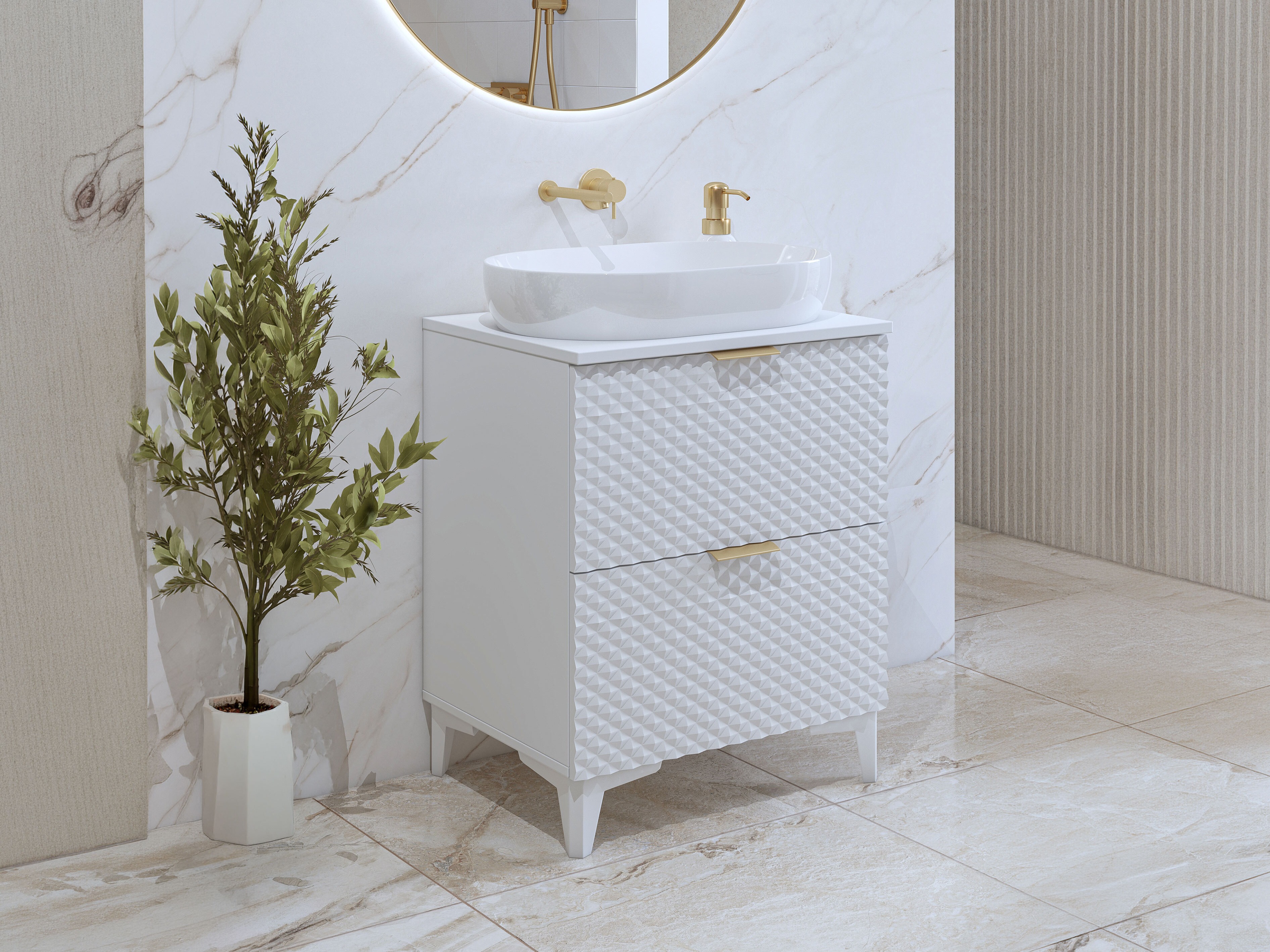 Armario de baño de pie para lavabo Liretu 101 (Blanco)