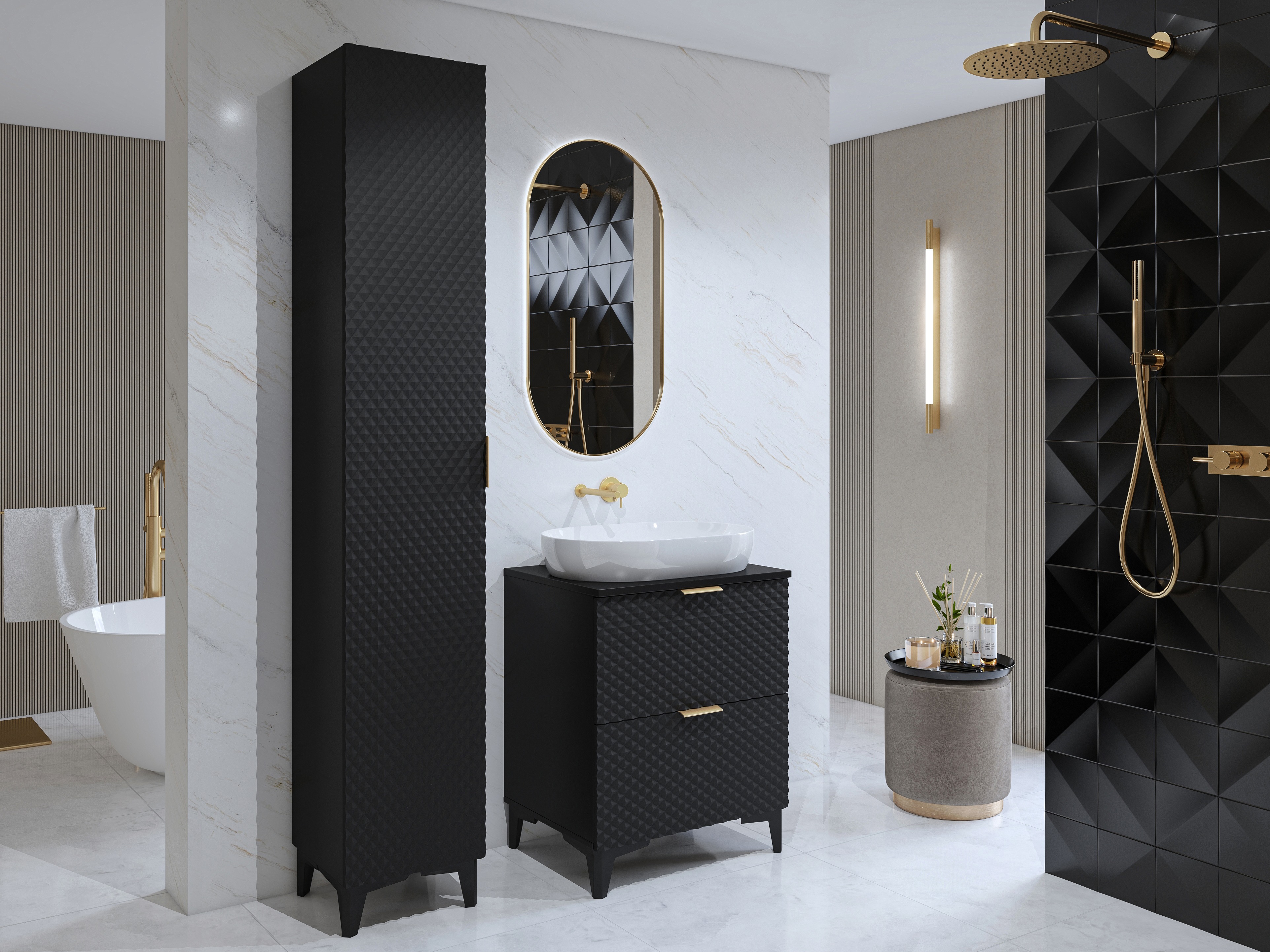 Armario de baño de pie para lavabo Liretu 101 (Negro)