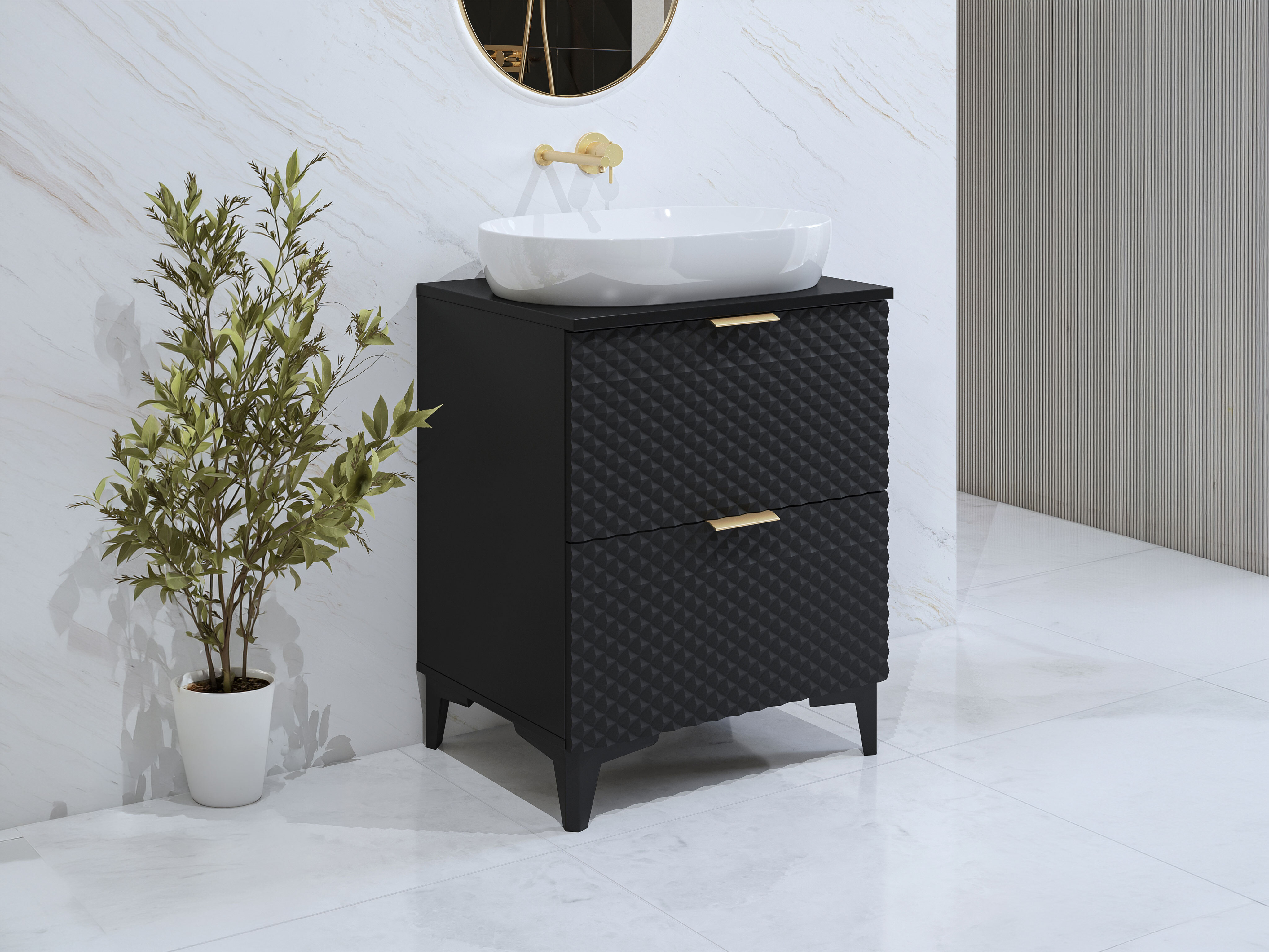 Armario de baño de pie para lavabo Liretu 101 (Negro)