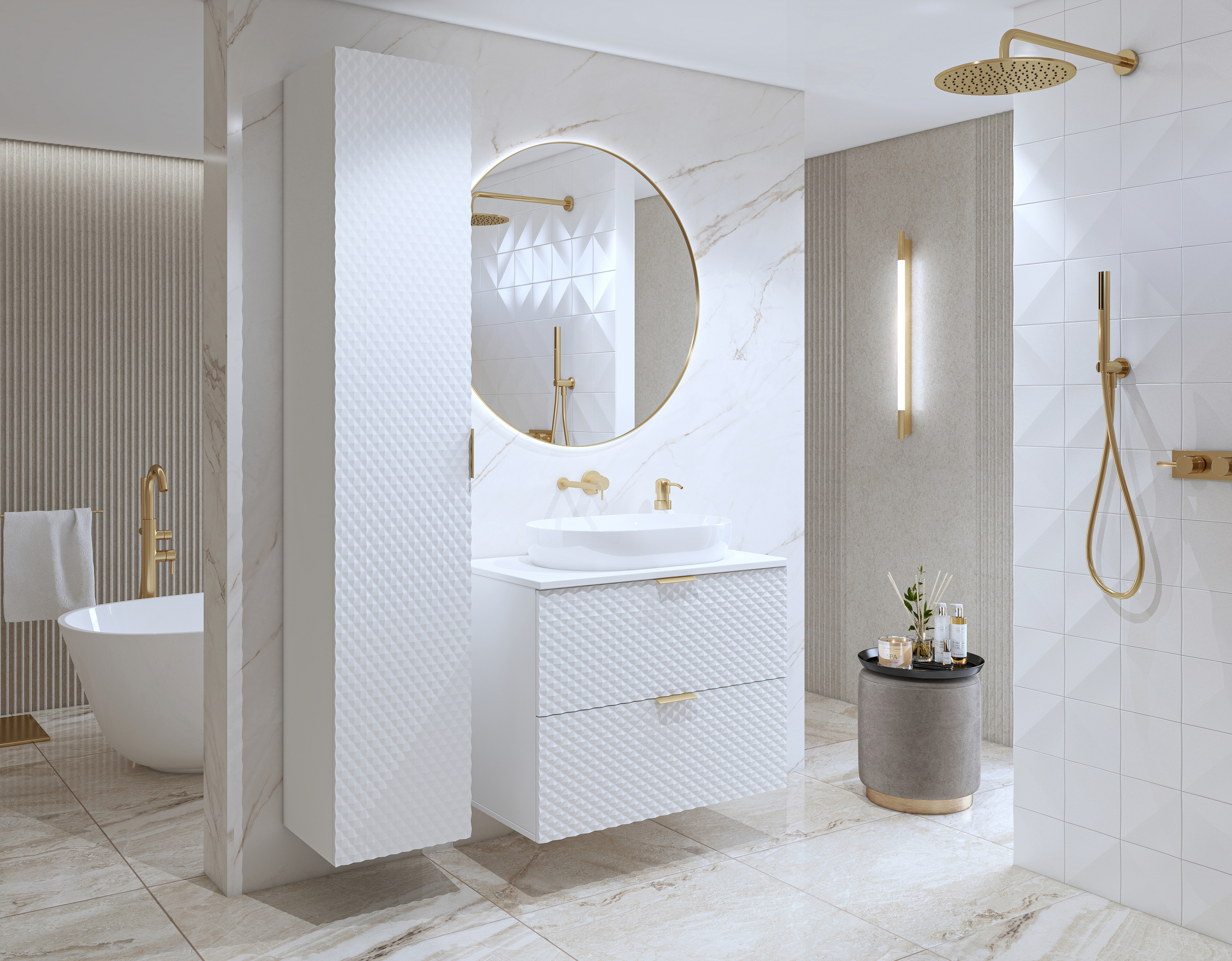 Armario de pie para baño Liretu 100 (Blanco)