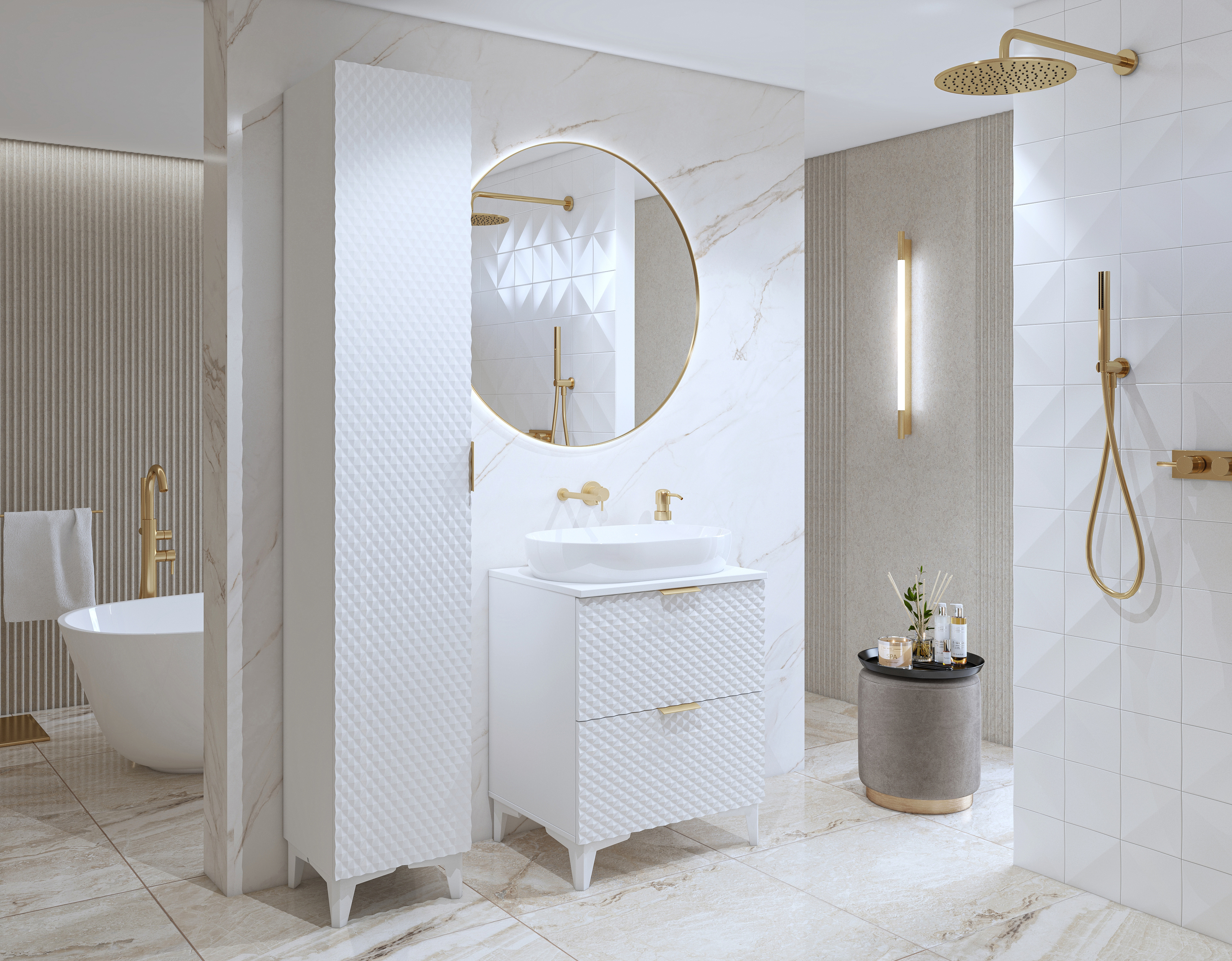Armario de pie para baño Liretu 100 (Blanco)