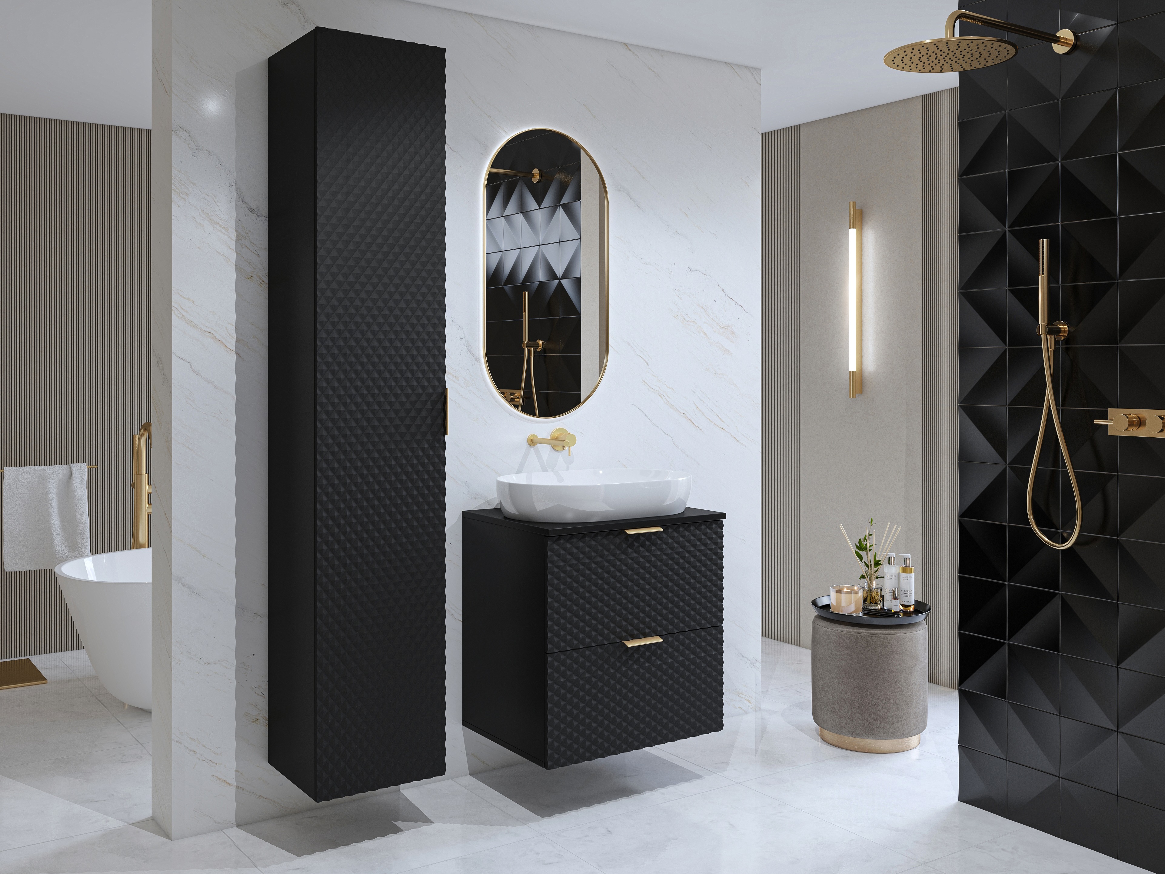 Armario de baño colgante para lavabo Liretu 106 (Negro)