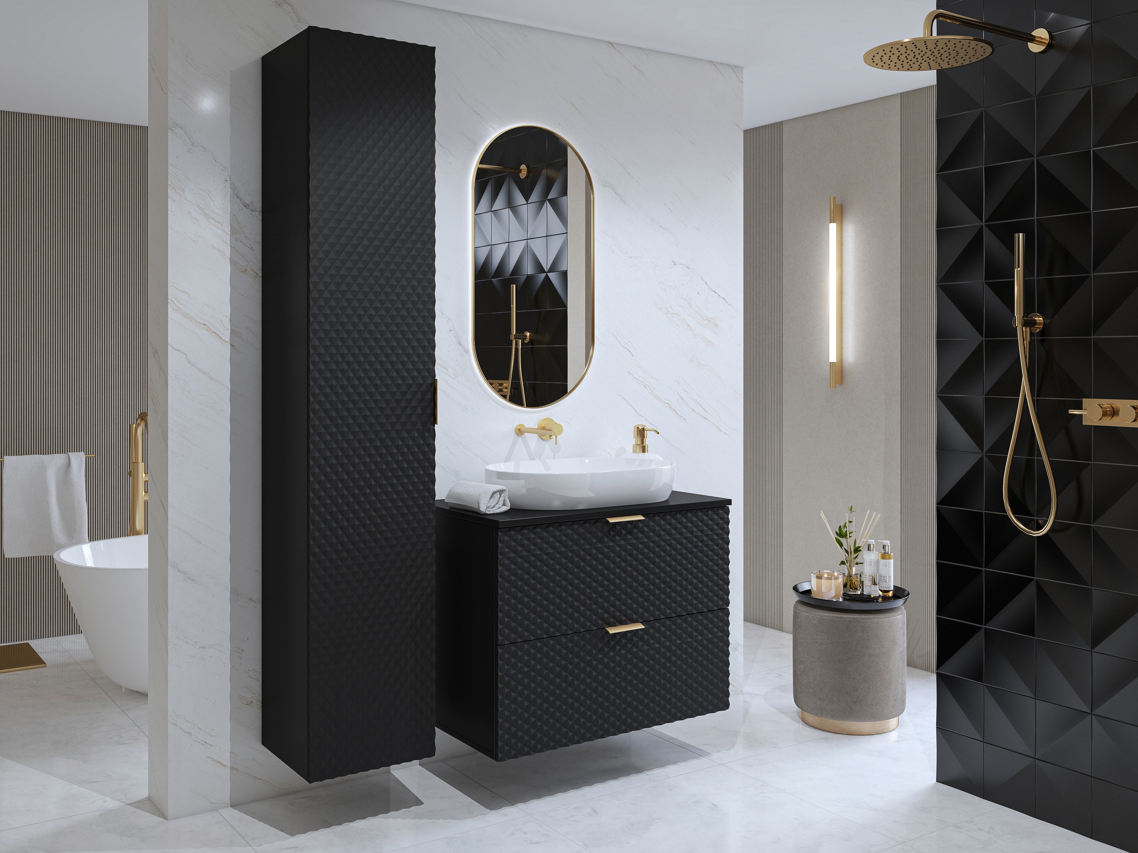 Armario de baño colgante para lavabo Liretu 107 (Negro)