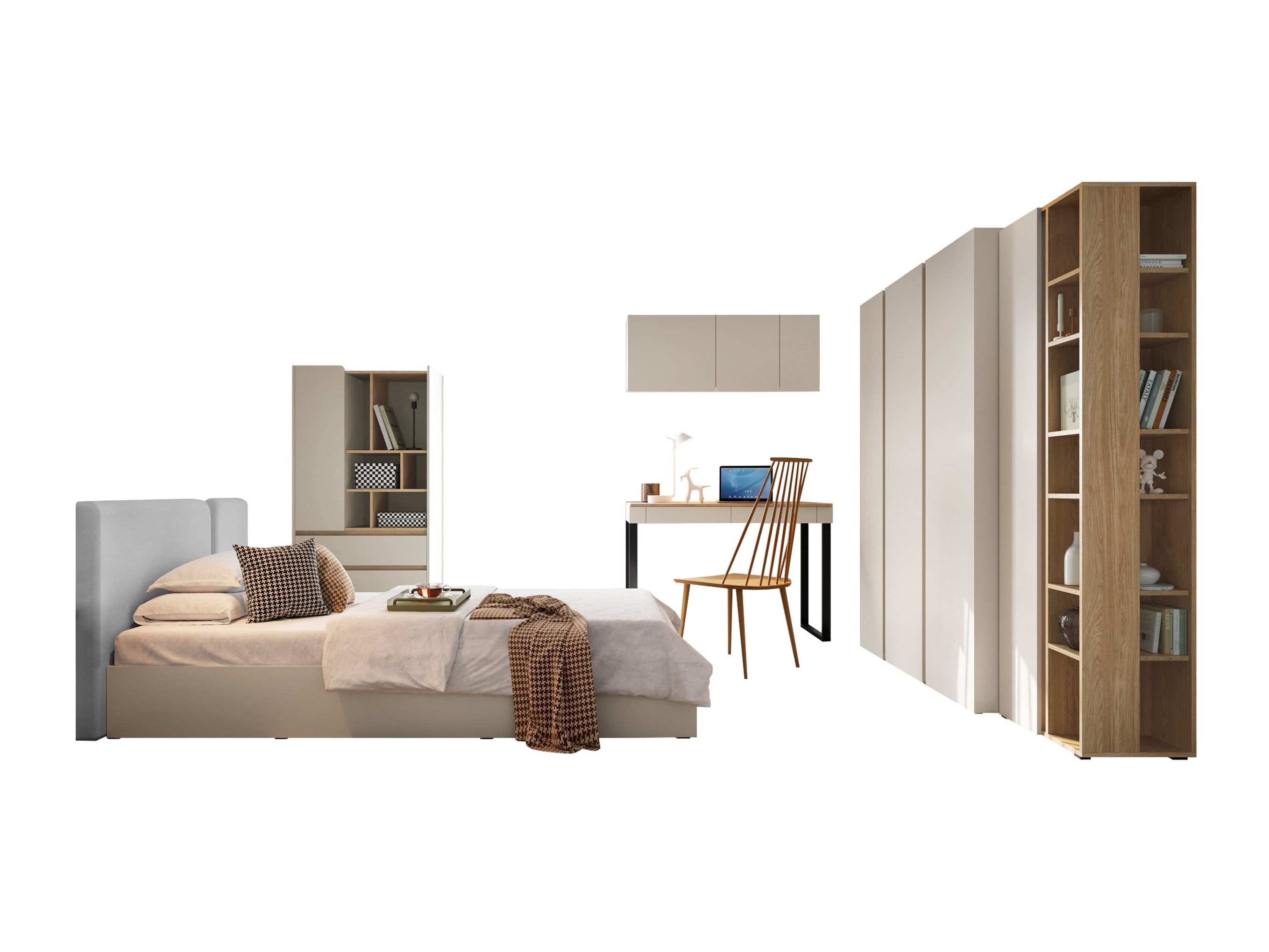 Conjuntos de muebles Fiosono 114 (Beige + Roble claro)