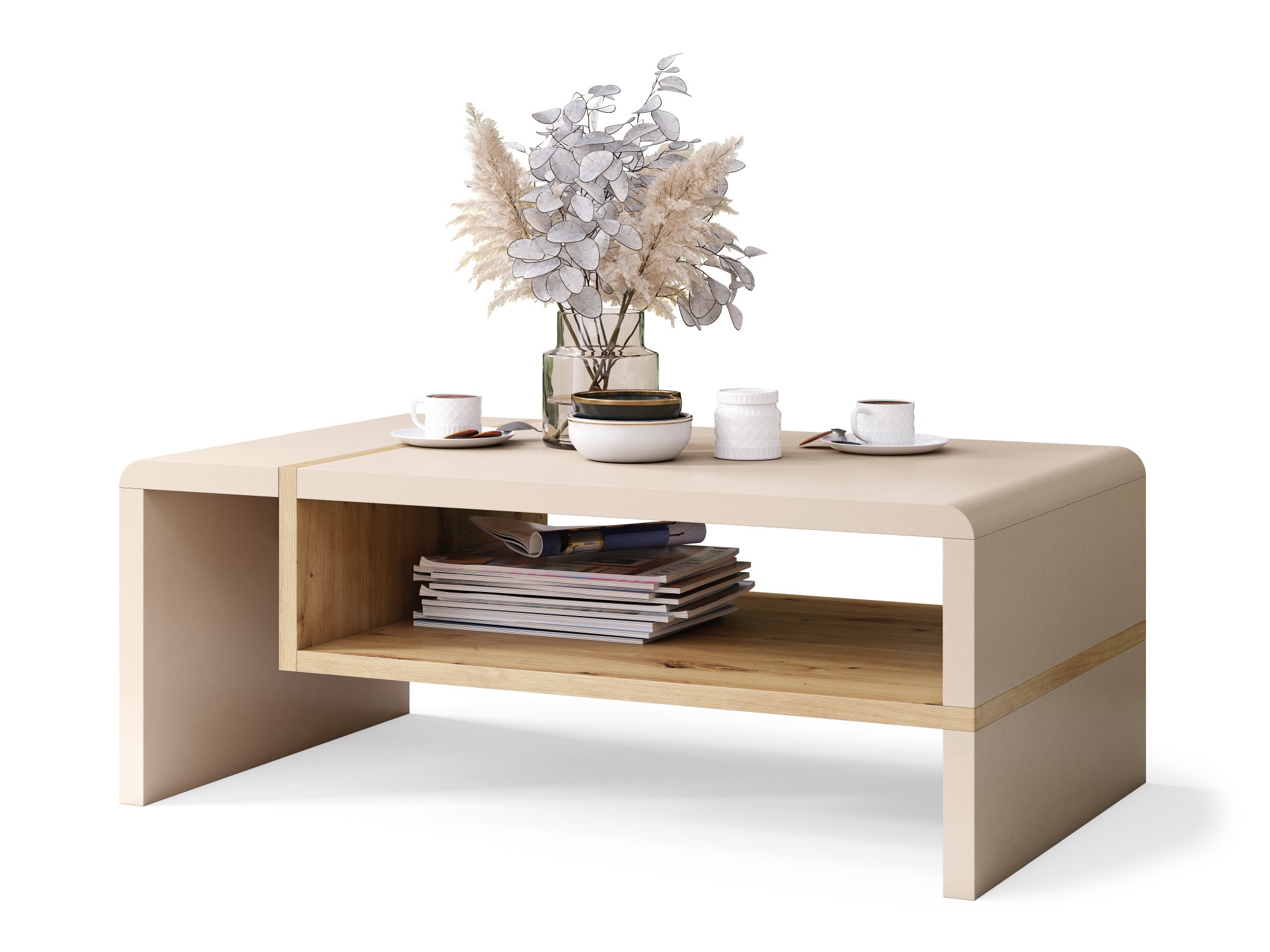 Mesa de centro Glendale 102 (Beige + Roble Artisan)