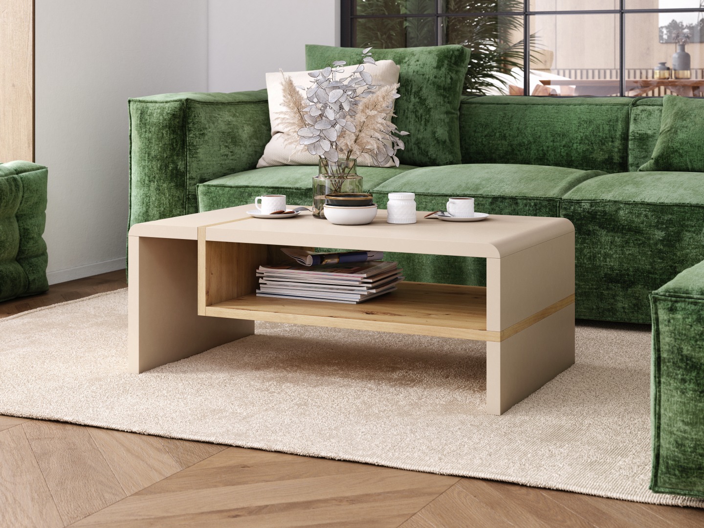 Mesa de centro Glendale 102 (Beige + Roble Artisan)