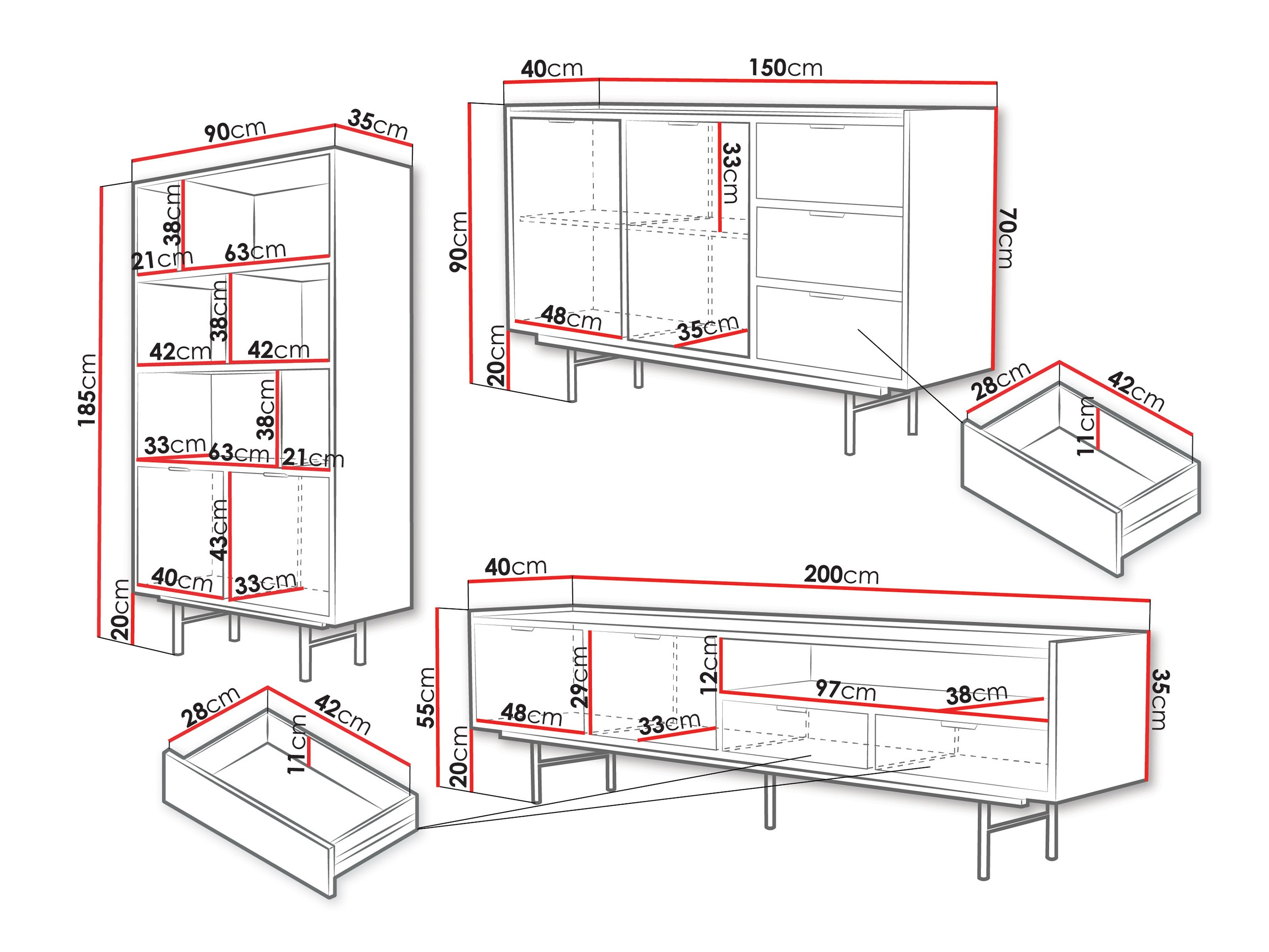 Conjunto de salón Studos (Nogal)