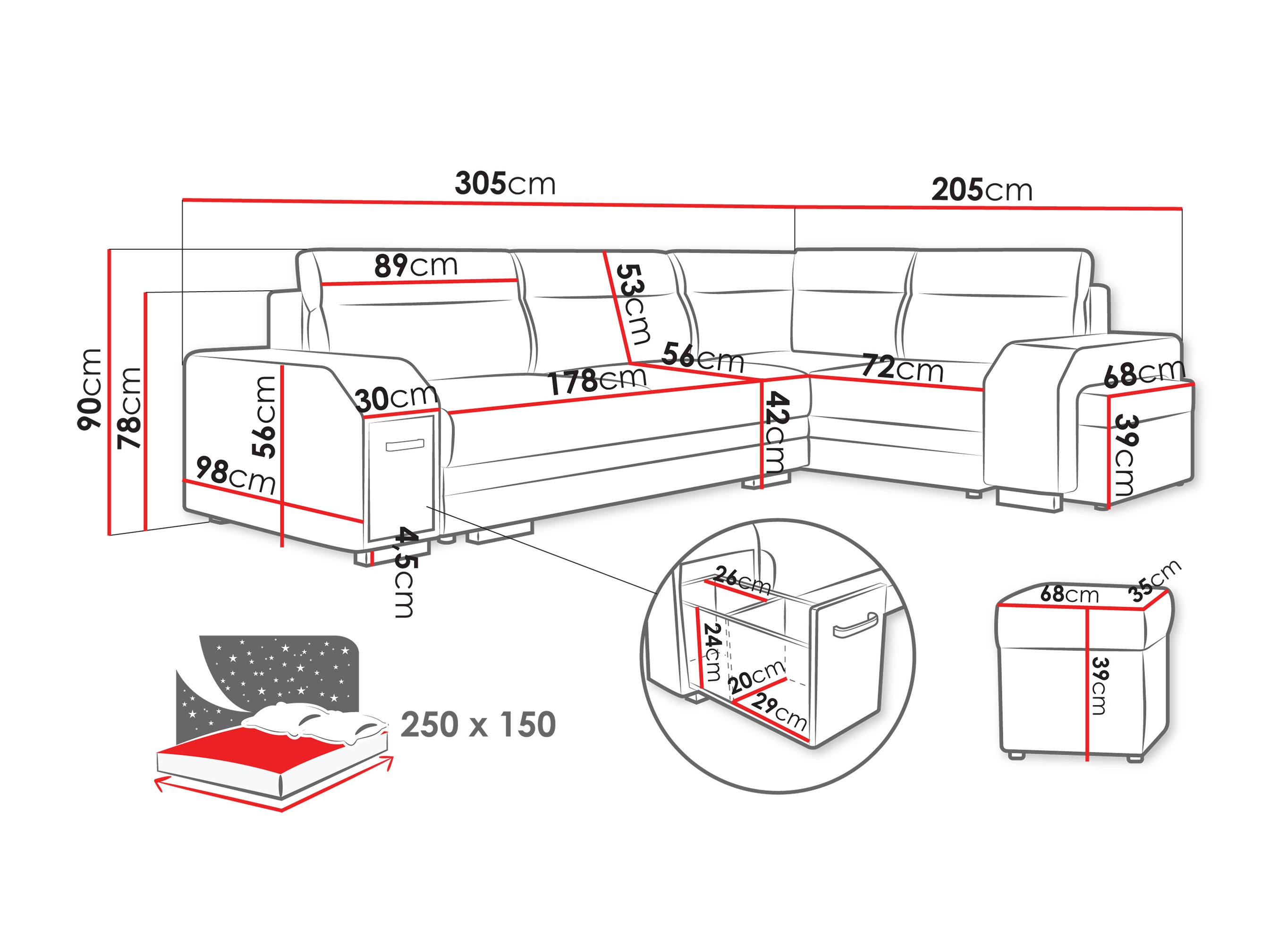 Sofá rinconero Kingsport 116 (Nazar 225.01)