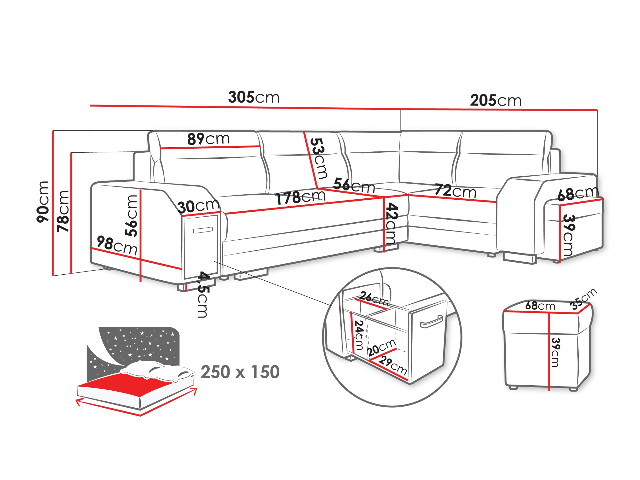 Sofá rinconero Kingsport 116 (Nazar 225.06)