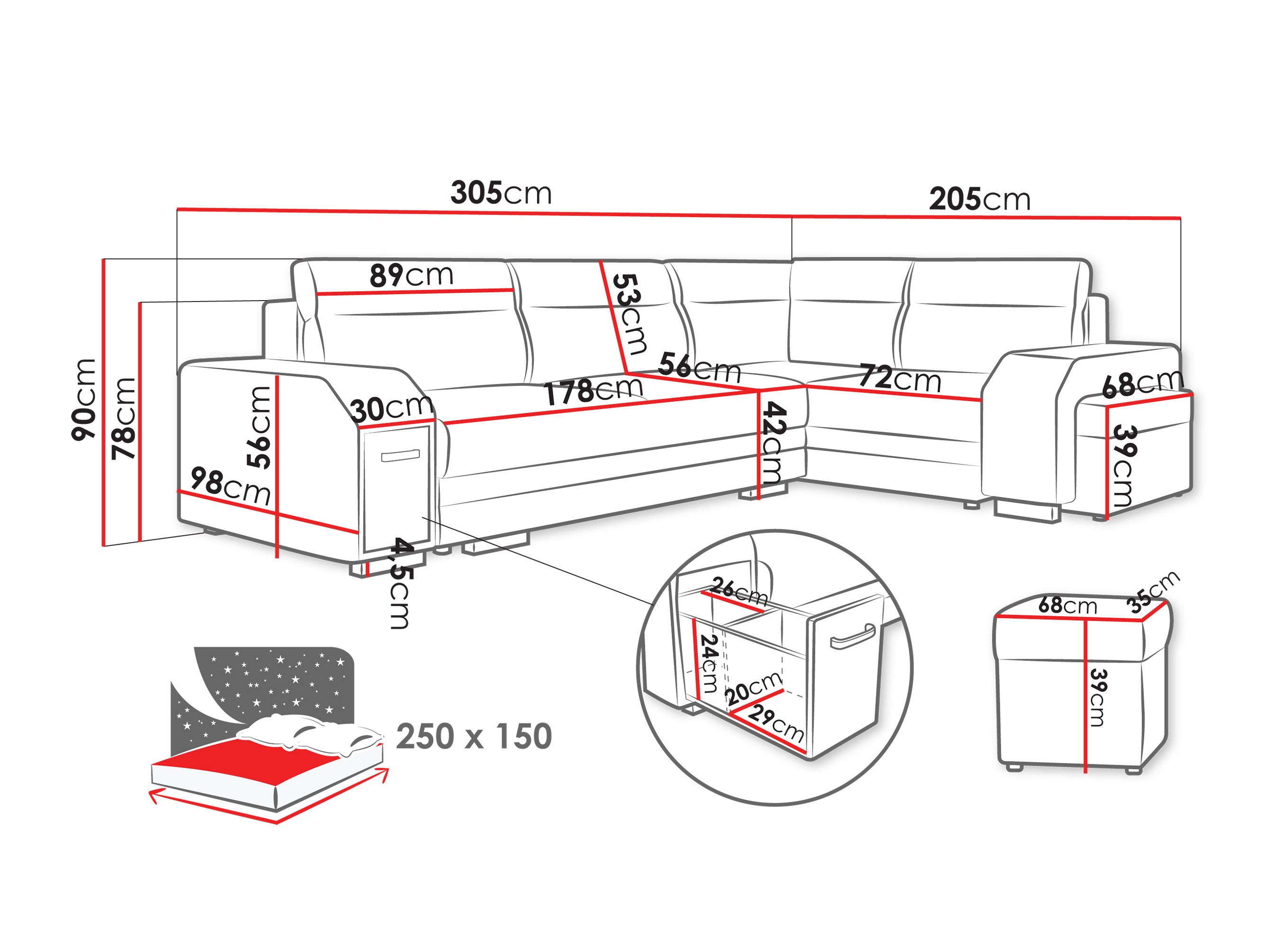 Sofá rinconero Kingsport 116 (Nazar 225.06)