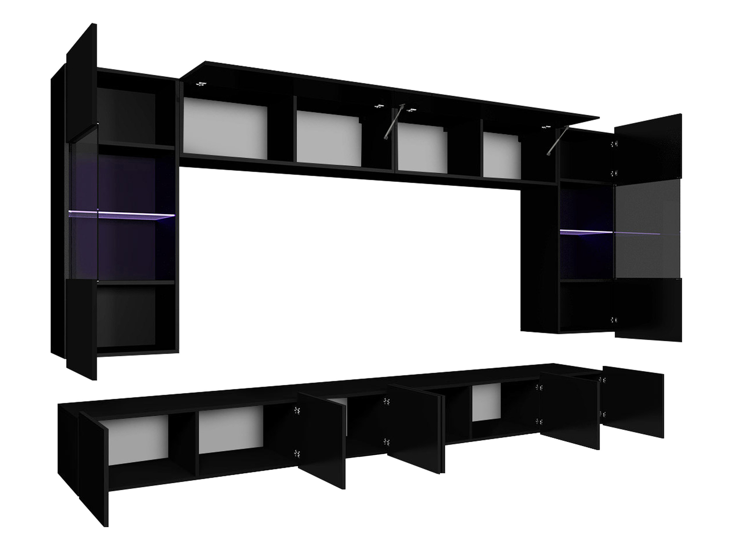 Conjunto de salón Remus I (Negro + Negro brillante)