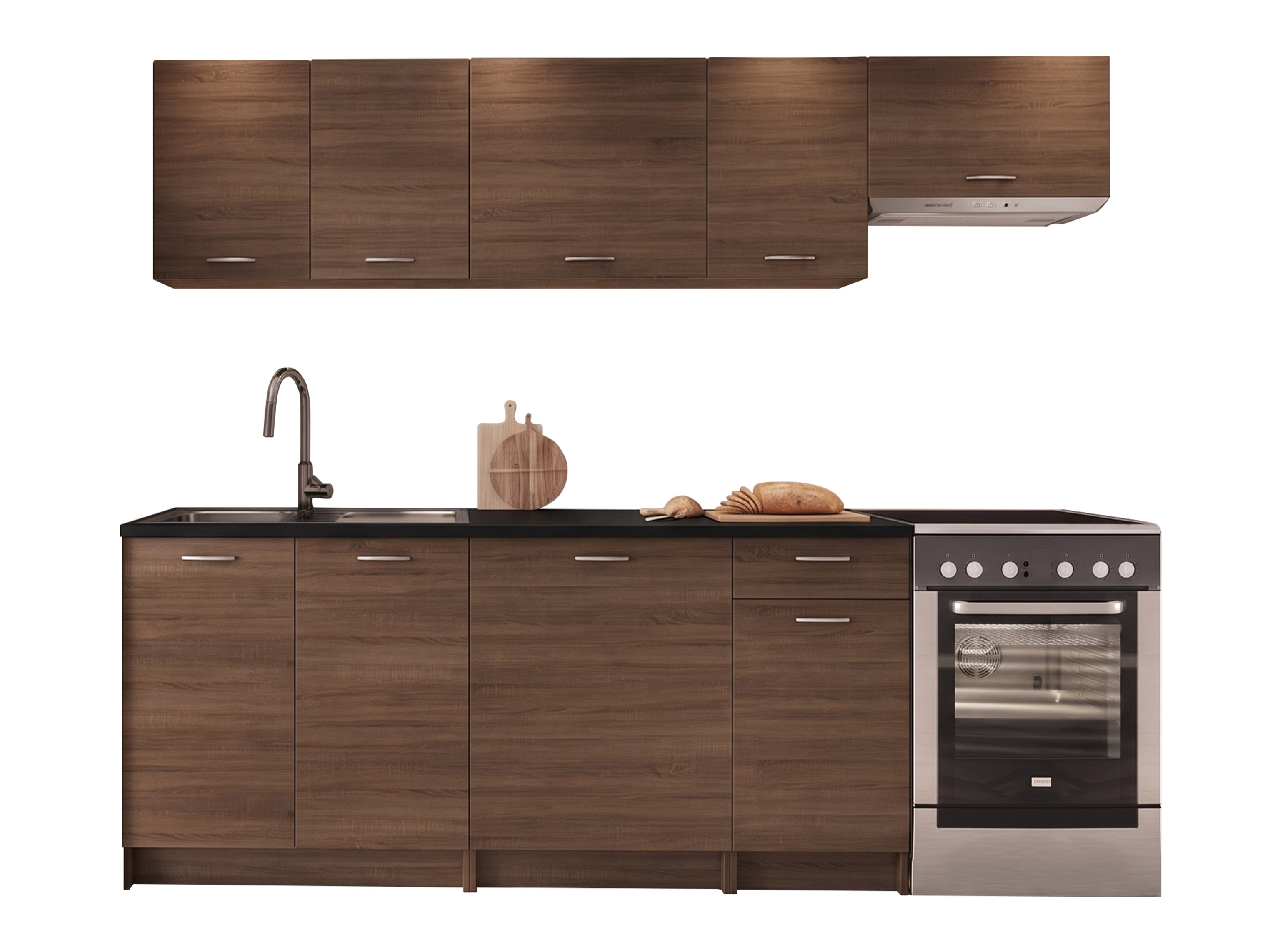 Conjunto de cocina Ota II (Nogal + Negro)