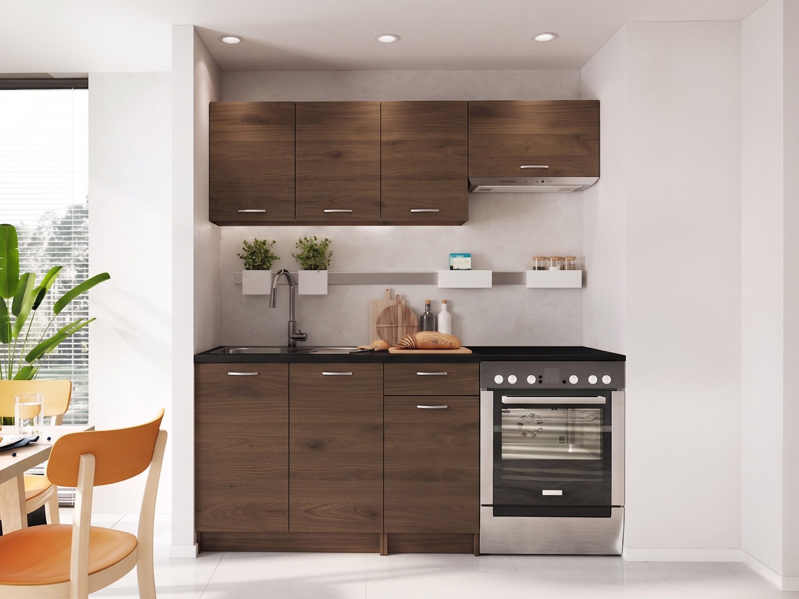 Conjunto de cocina Ota (Nogal + Negro)