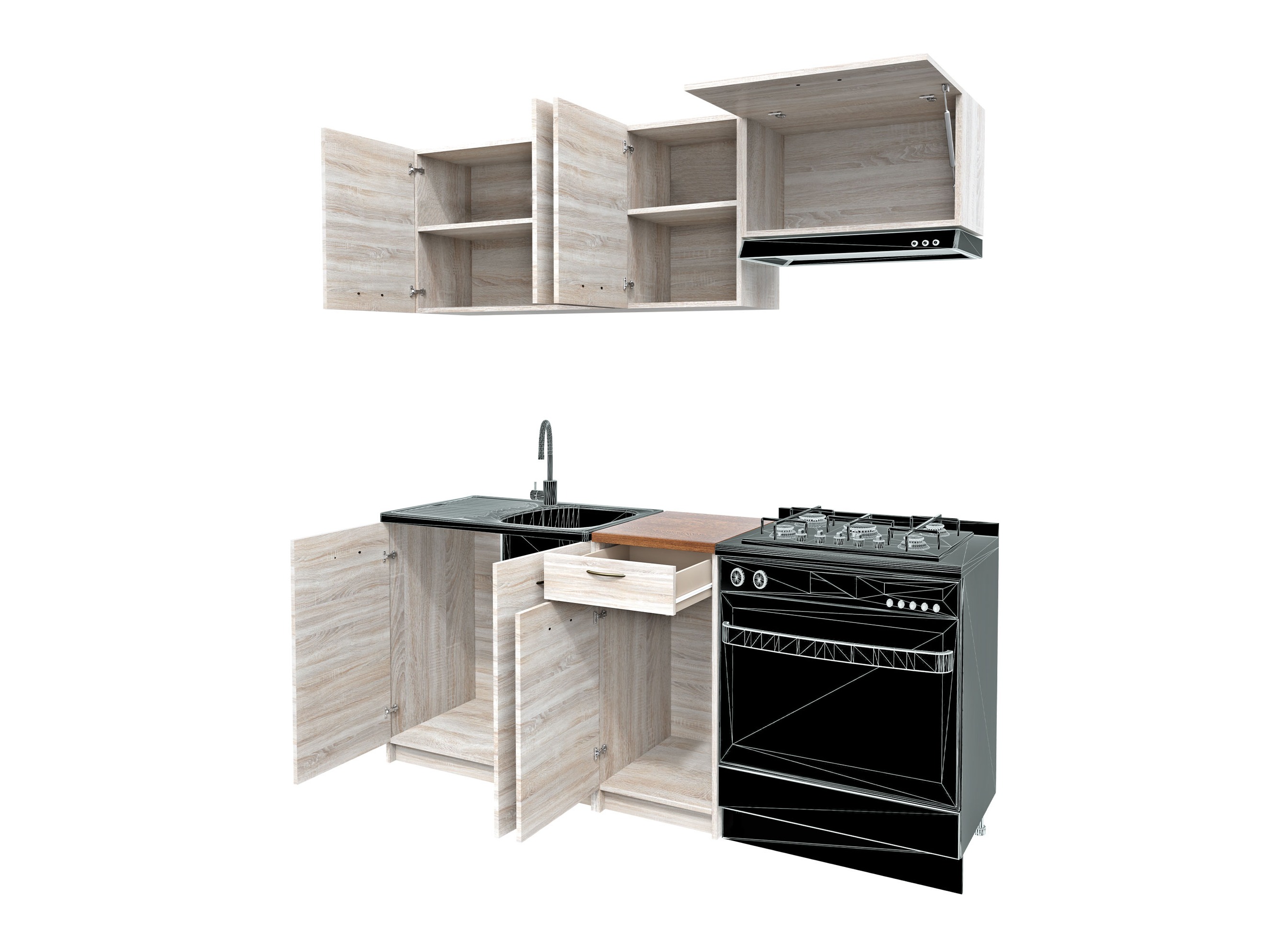 Conjunto de cocina Ota (Roble Sonoma + Beige)