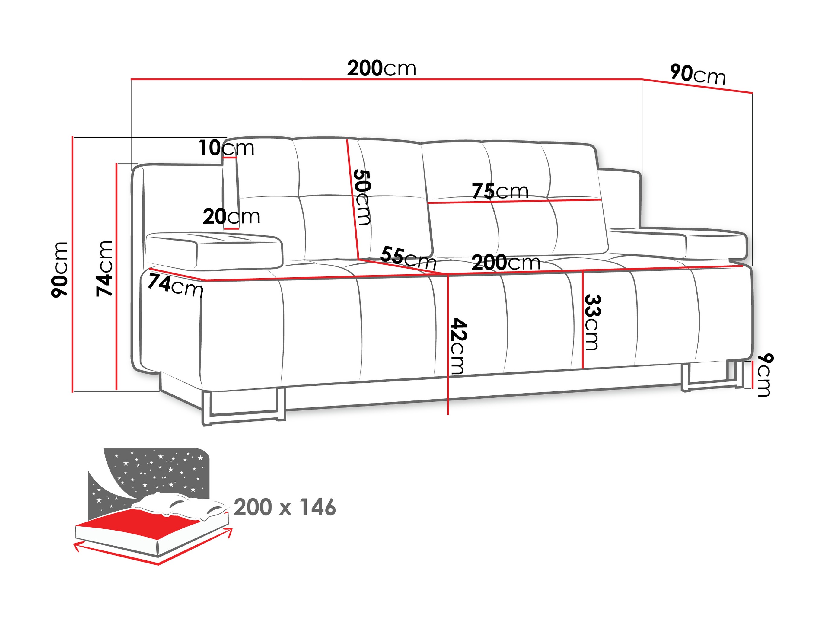 Sofá cama Columbus 151 (Lux 06)