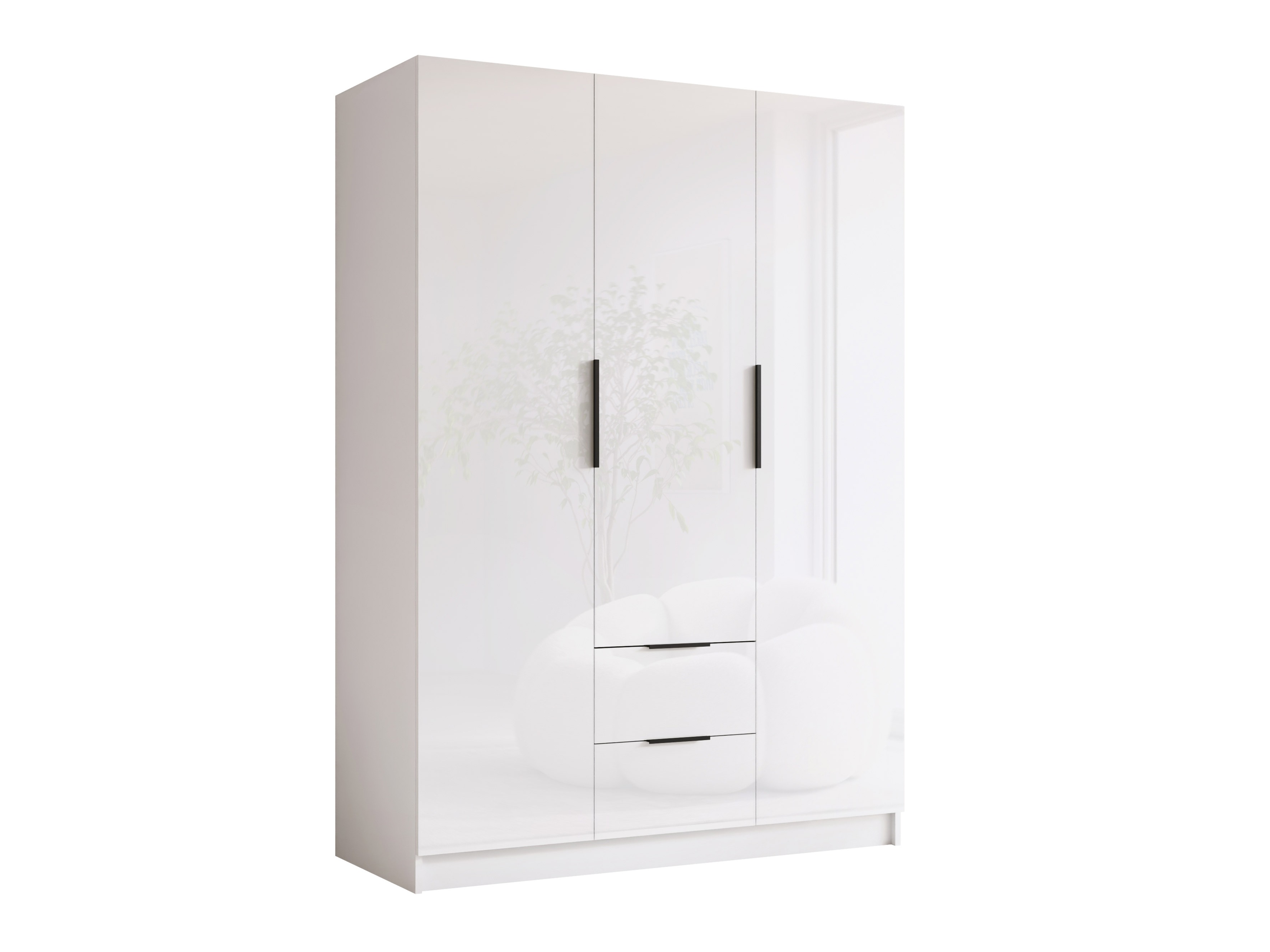 Armario Closico Calvron I (Blanco + Blanco brillante)