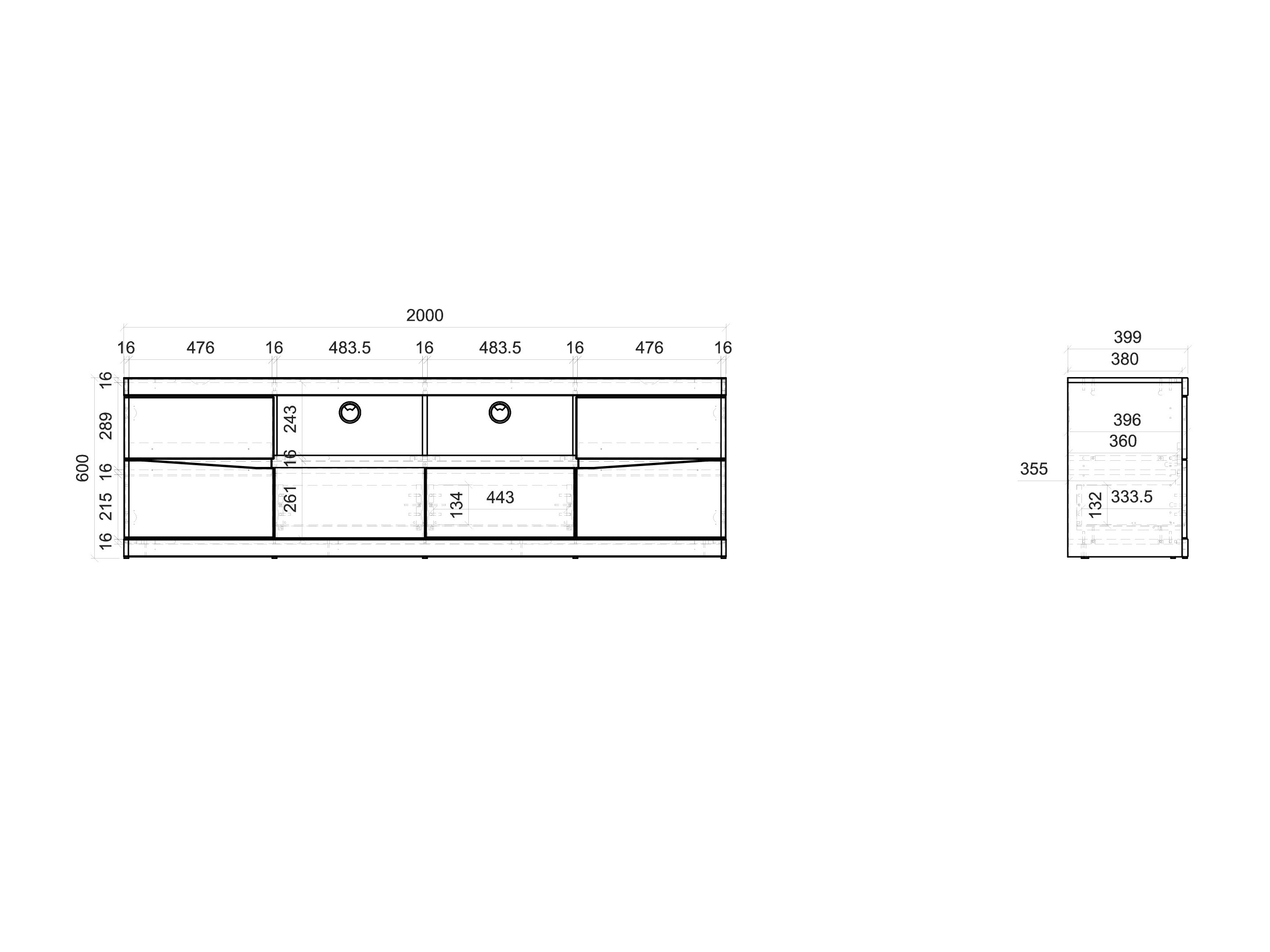 Mueble TV Venlori 122 (Antracita + Roble Artisan)