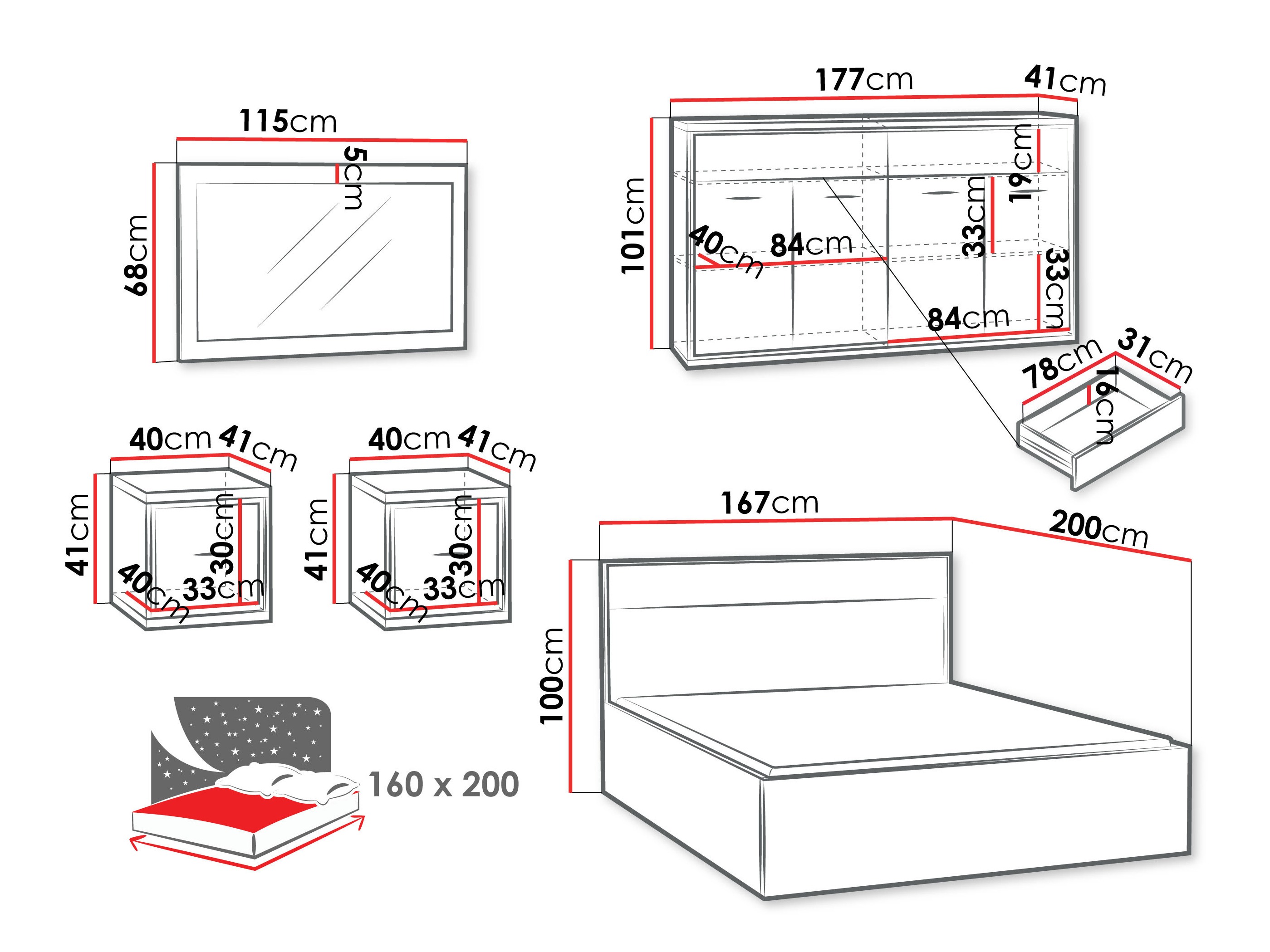 Conjunto de dormitorio Etrmoni 122 (Luminoso madera)