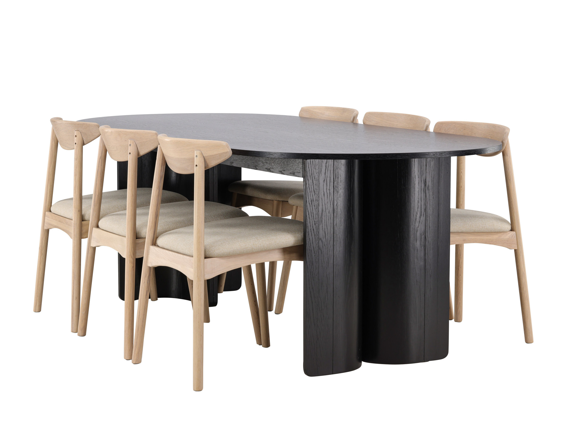 Conjunto de mesas y sillas para comedor Dallas 5280 (Luminoso madera + Beige)