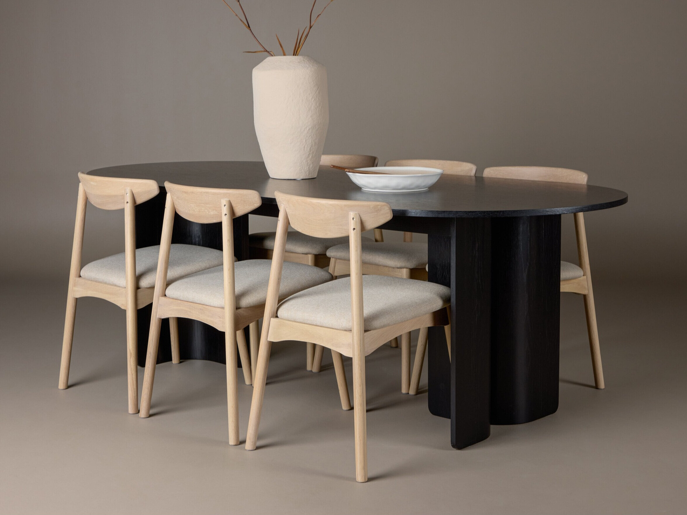 Conjunto de mesas y sillas para comedor Dallas 5280 (Luminoso madera + Beige)