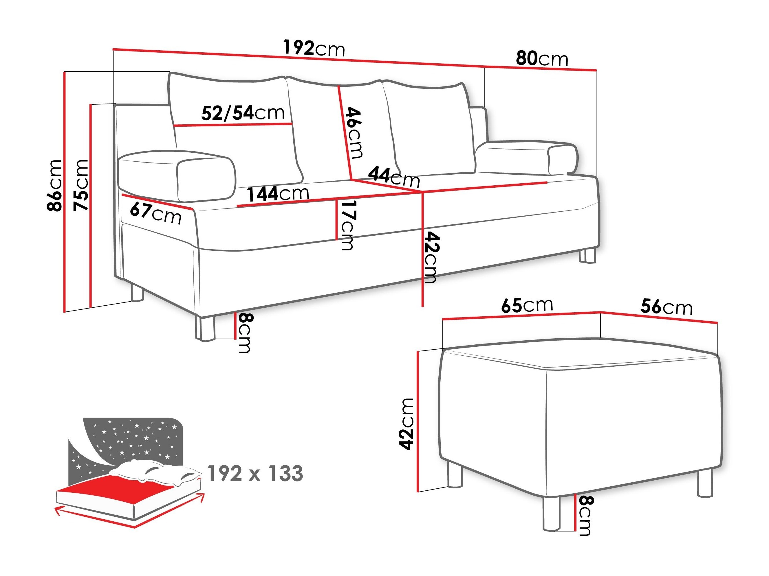 Conjunto de muebles tapizado Comfivo Artes (Lawa 05)