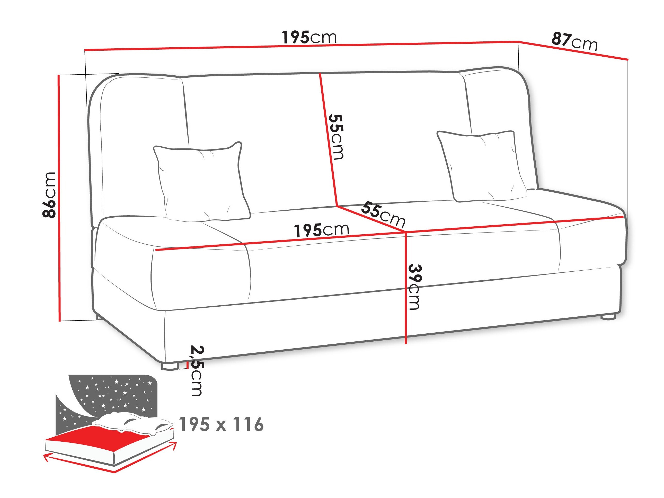 Sofá cama Comfivo Cera III (Poso 100)