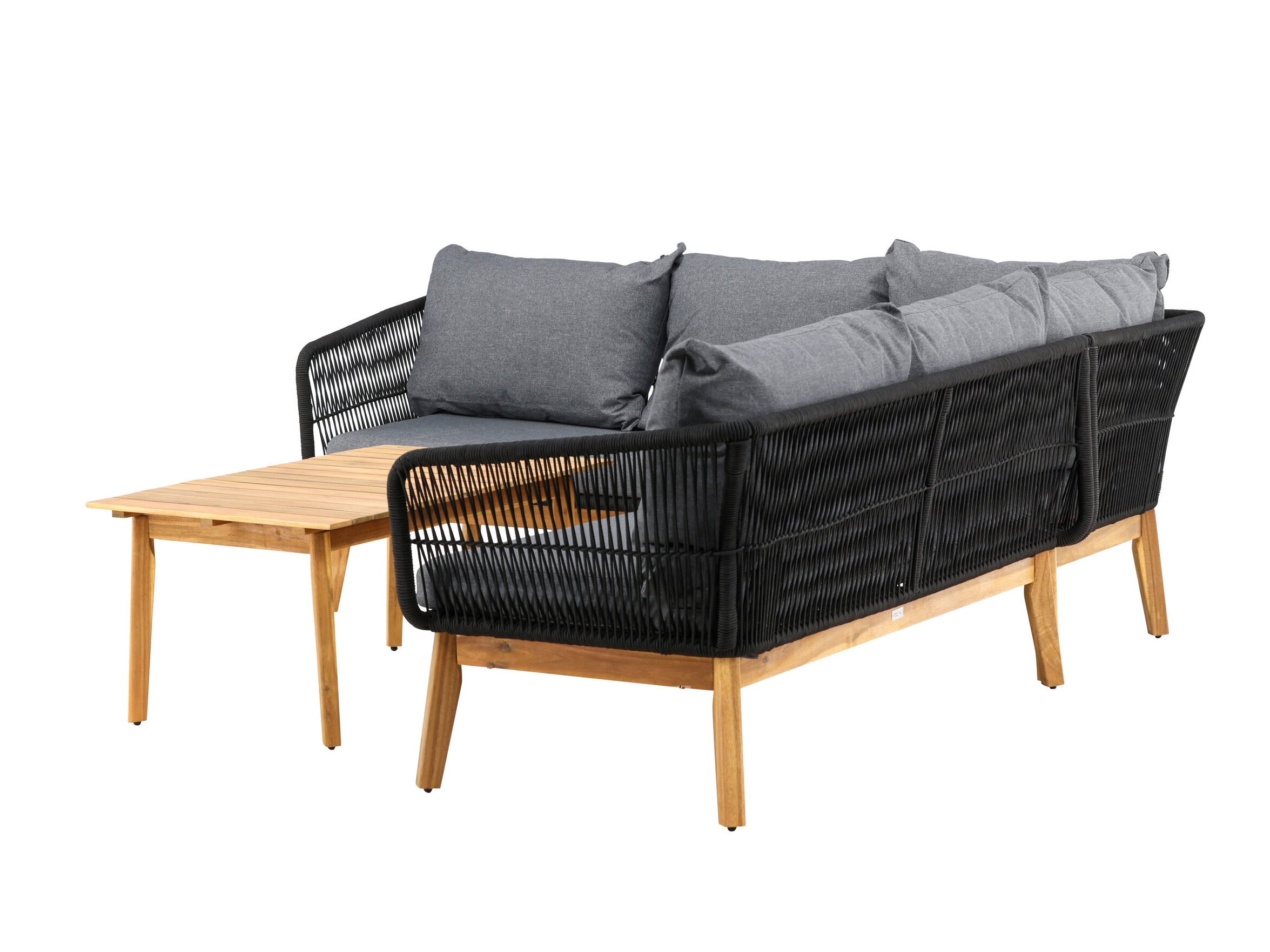 Conjunto de muebles de exterior Dallas 1085 (Acacia + Negro)