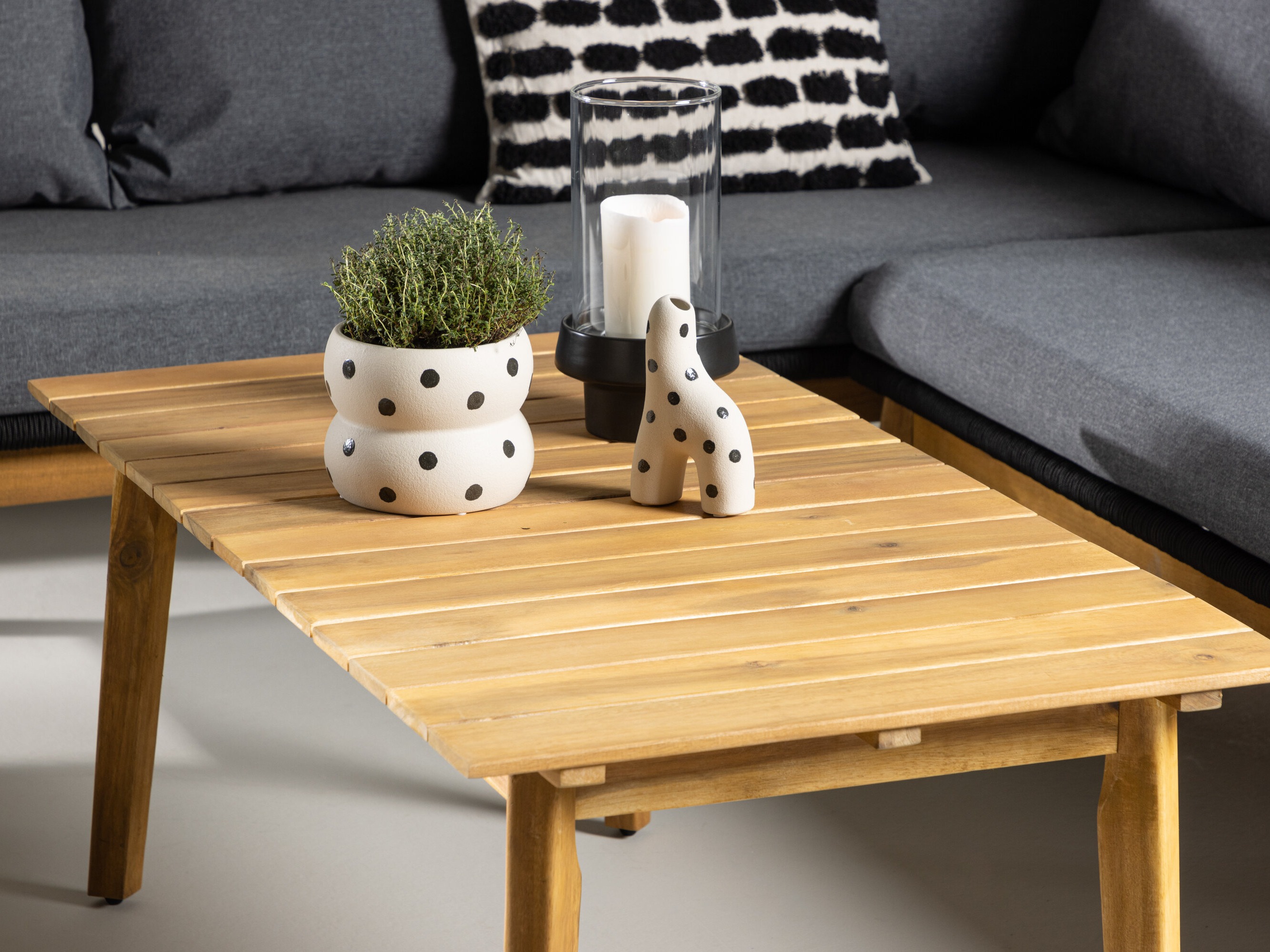Conjunto de muebles de exterior Dallas 1085 (Acacia + Negro)