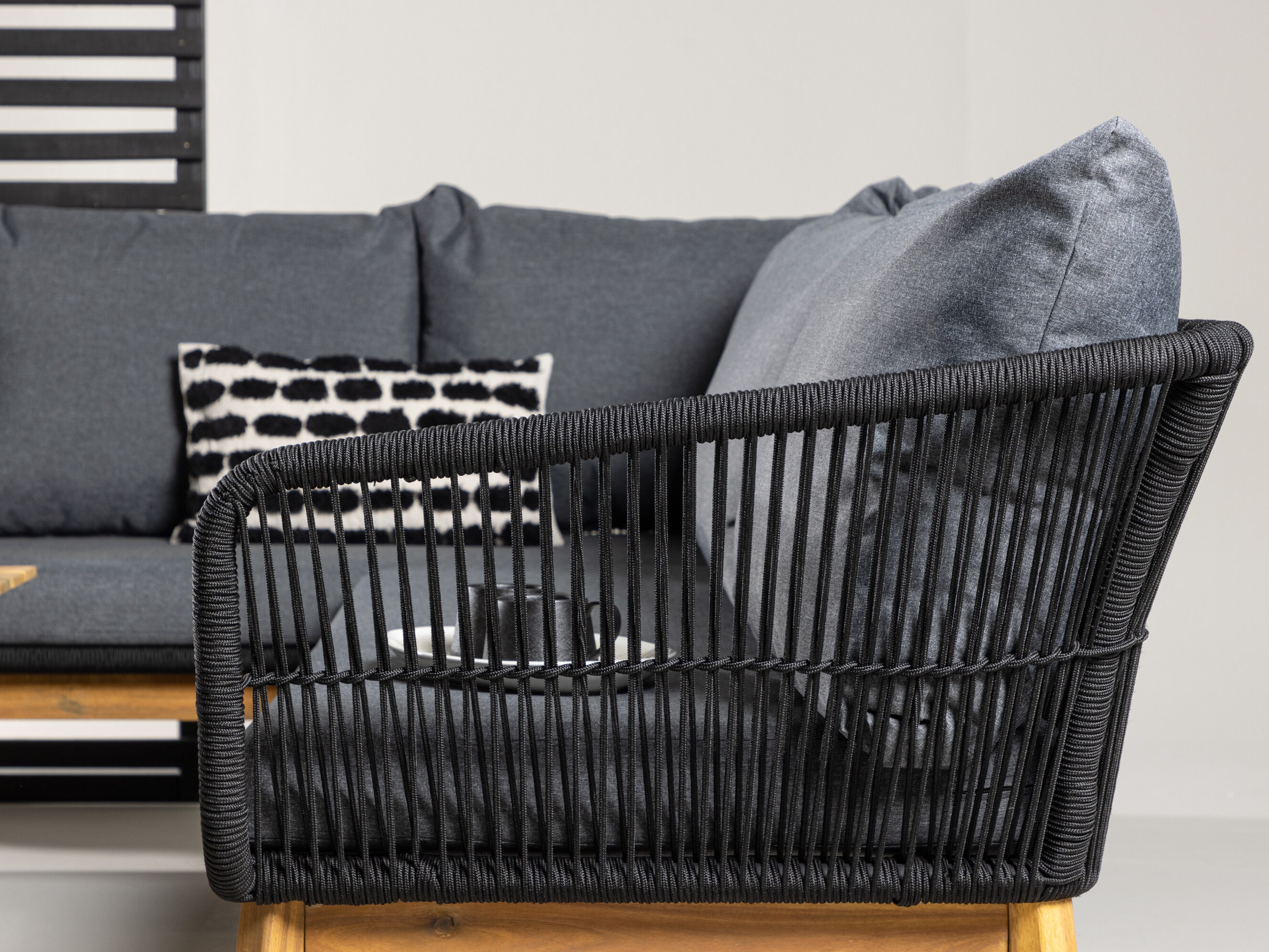 Conjunto de muebles de exterior Dallas 1085 (Acacia + Negro)