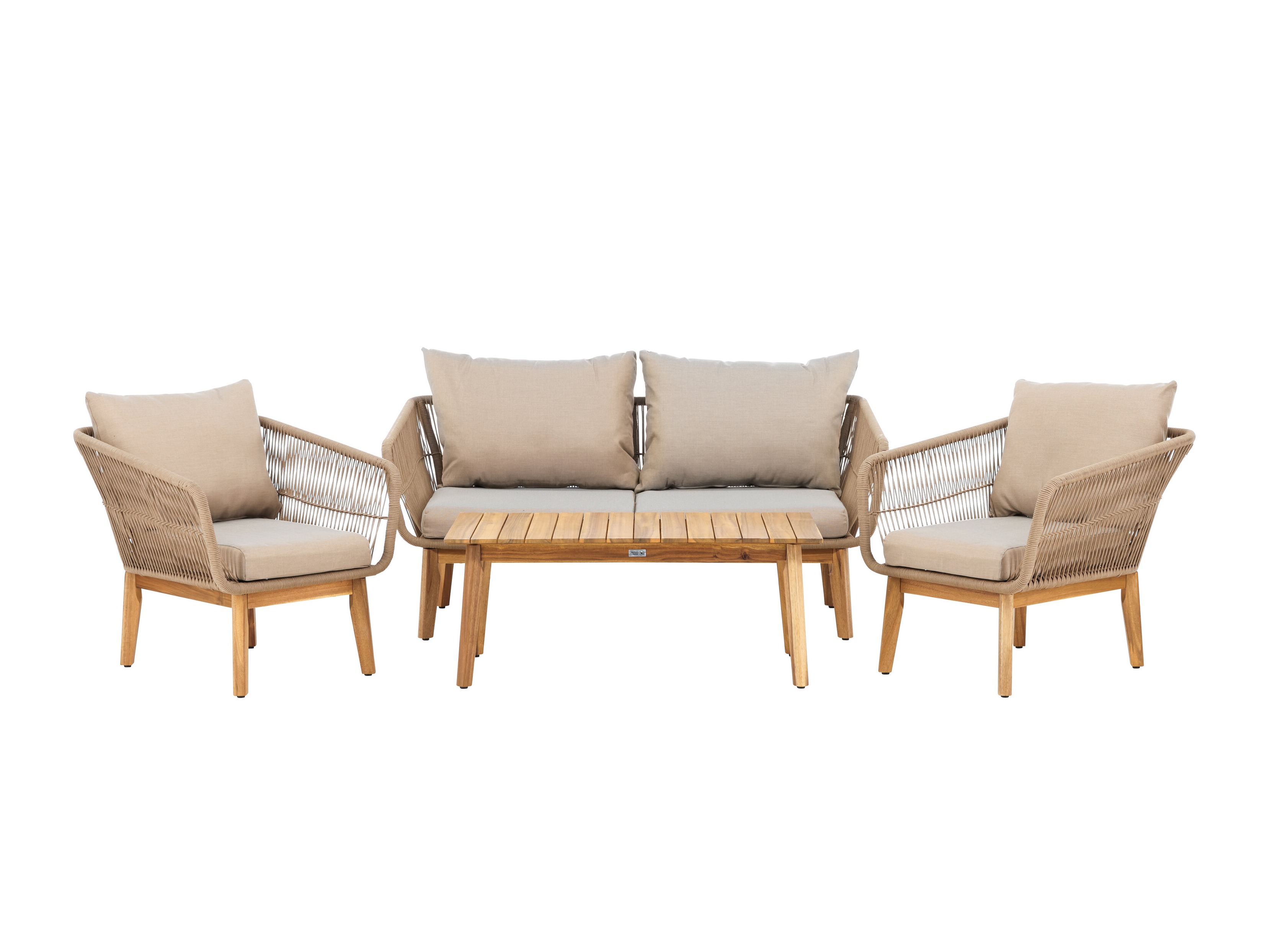 Conjunto de muebles de exterior Dallas 661 (Beige claro + Acacia)
