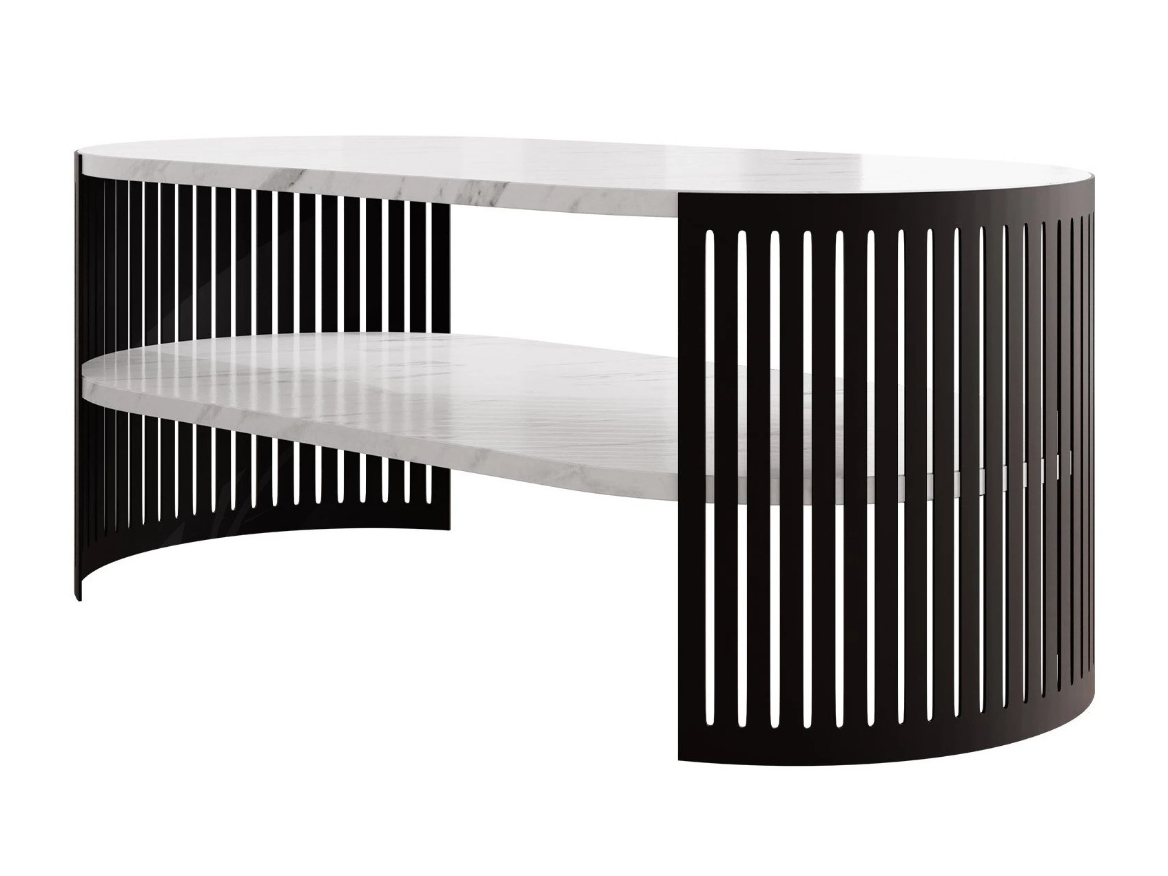 Mesa de centro Civer III (Negro + Mármol blanco)