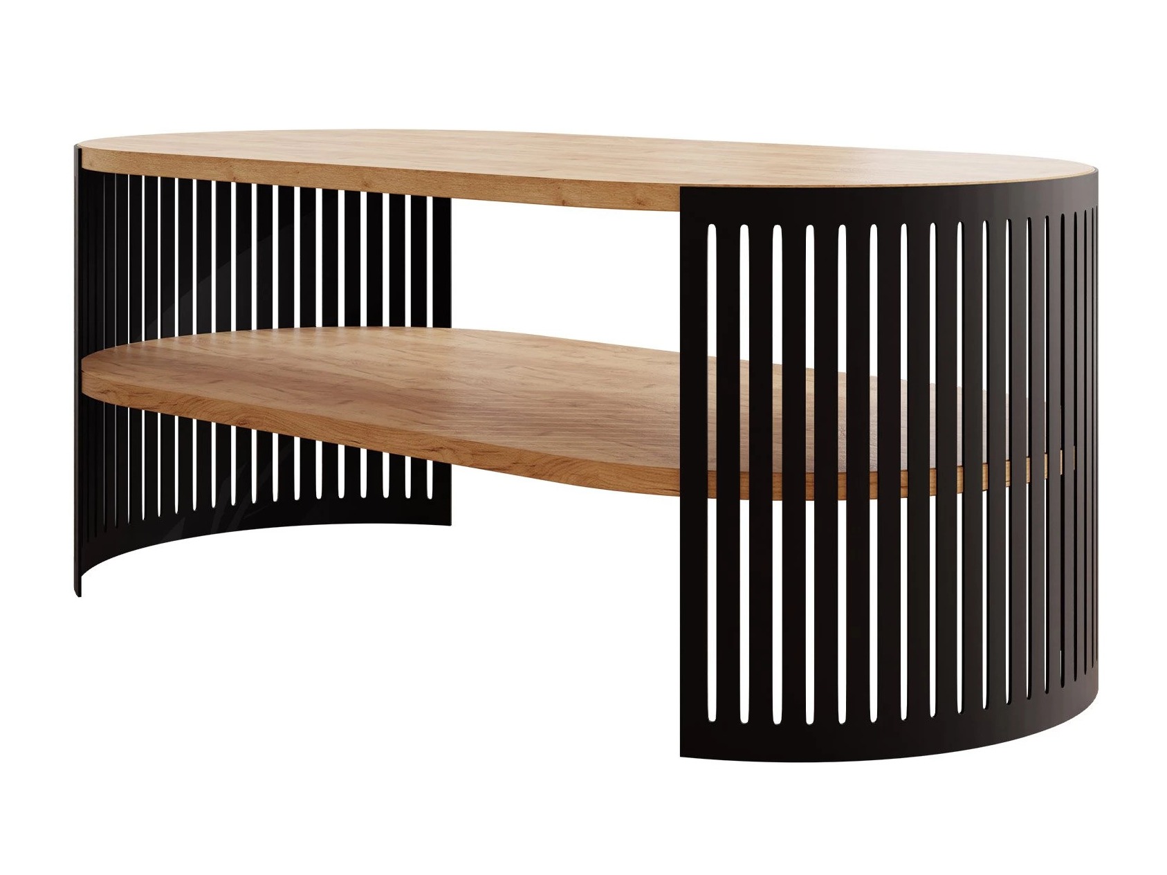 Mesa de centro Civer III (Negro + Roble dorado artesanal)