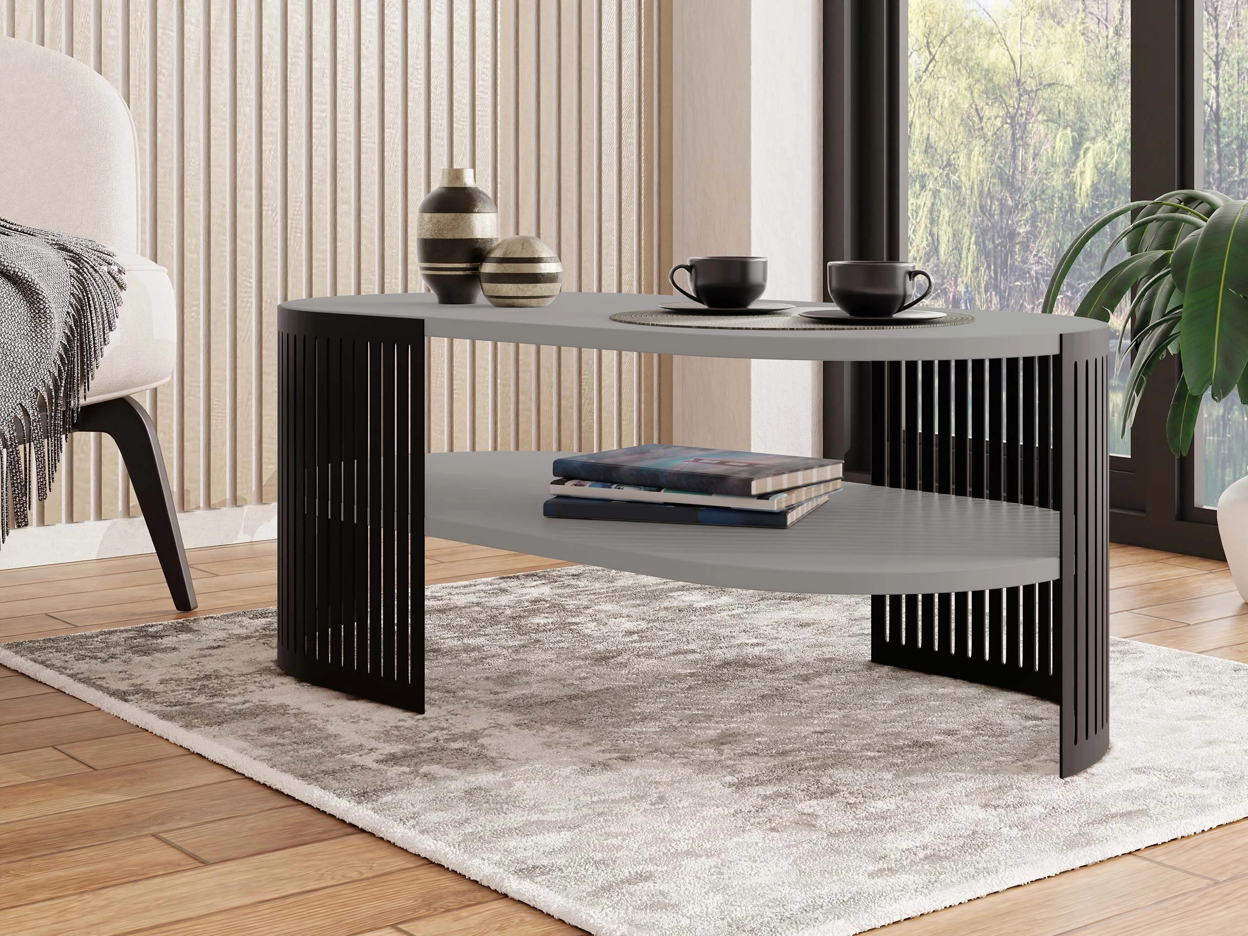 Mesa de centro Civer VI (Negro + Grafito)