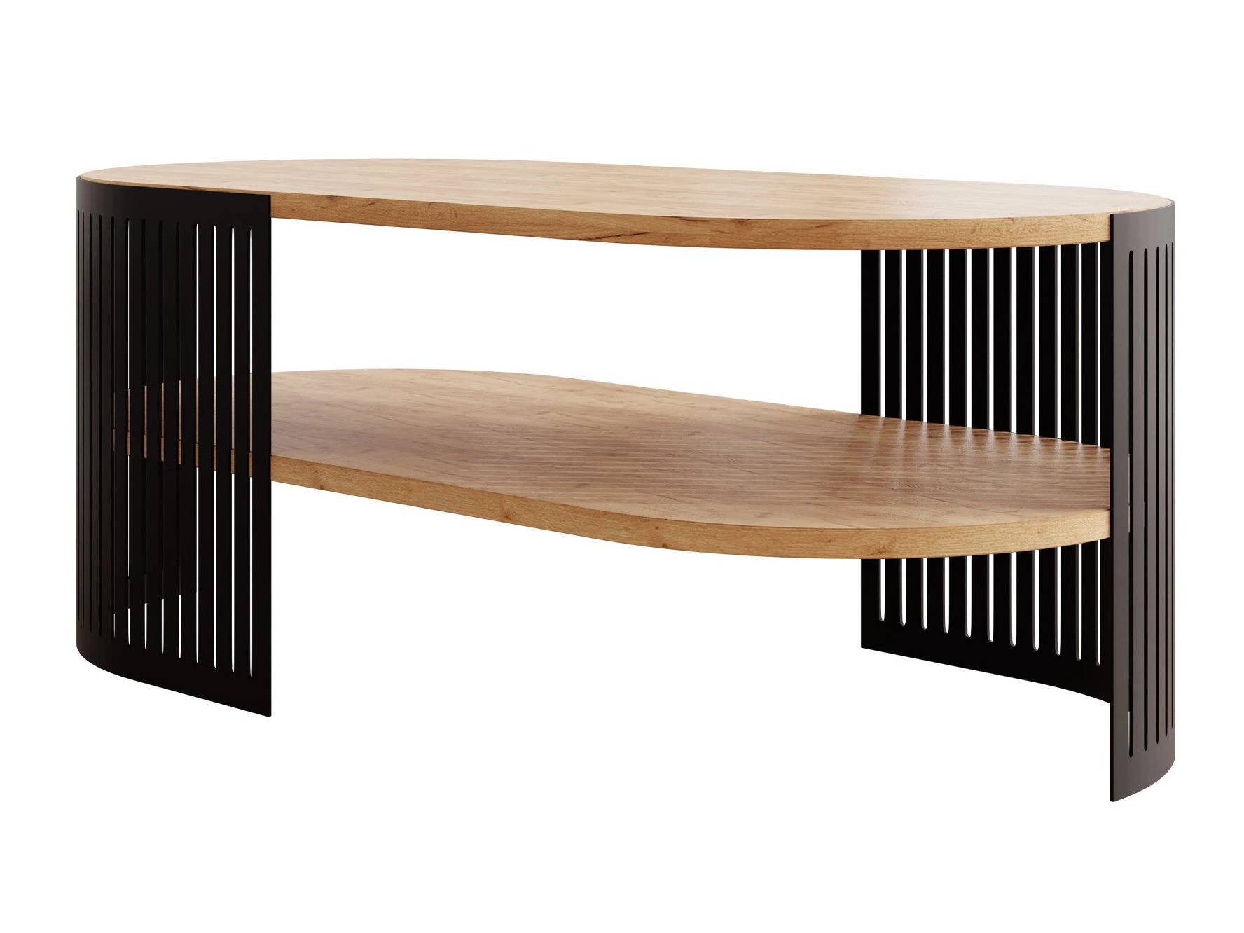 Mesa de centro Civer VI (Negro + Roble dorado artesanal)
