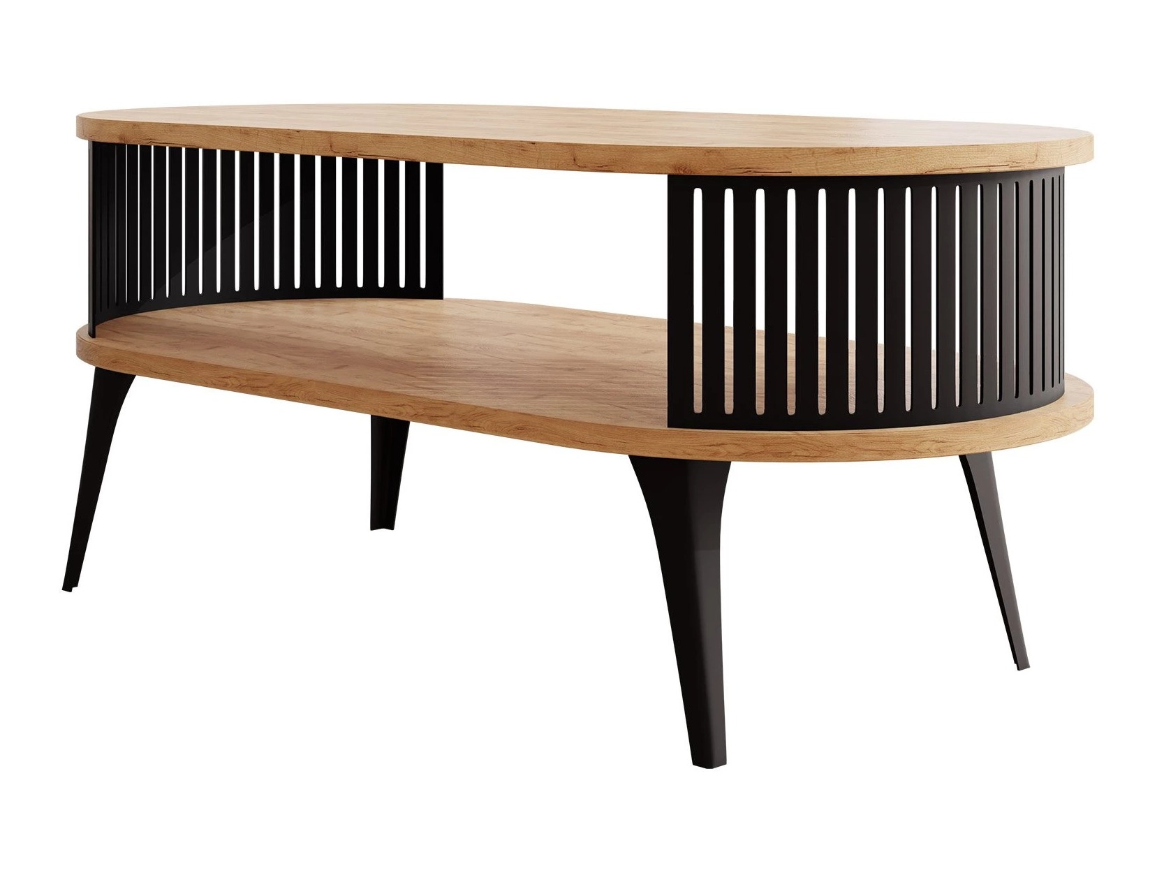 Mesa de centro Vitum III (Negro + Roble dorado artesanal)