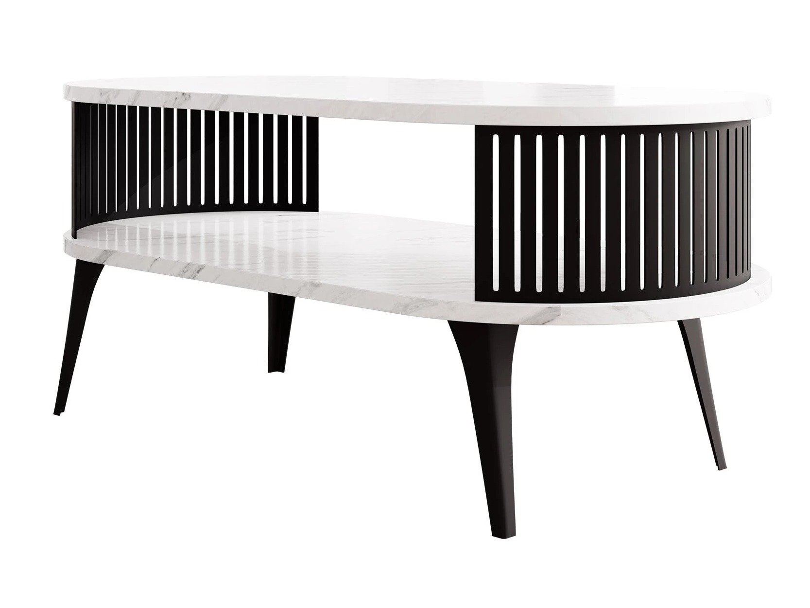 Mesa de centro Vitum III (Negro + Mármol blanco)