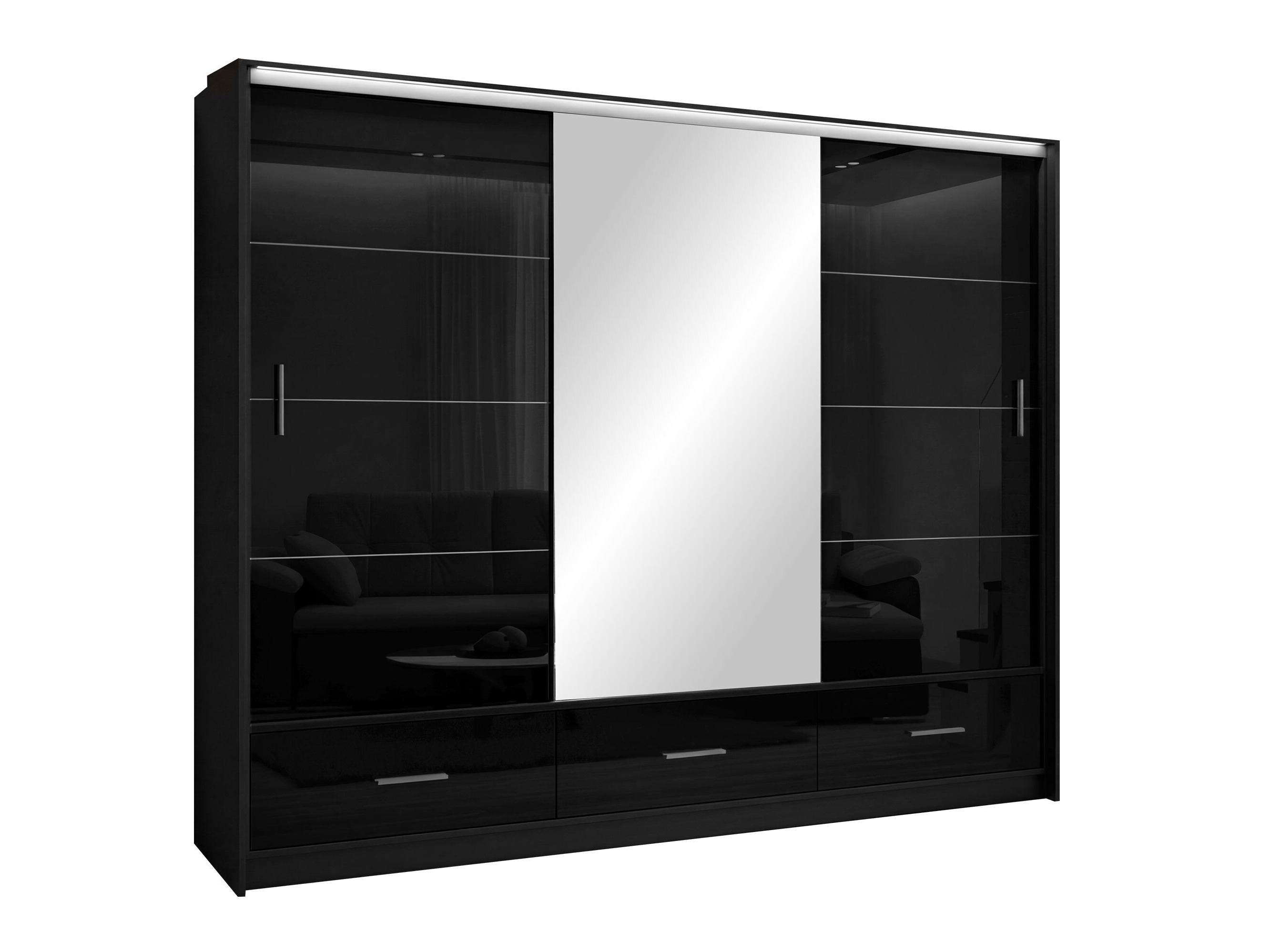 Armario Honolulu 203 (Negro + Negro brillante)