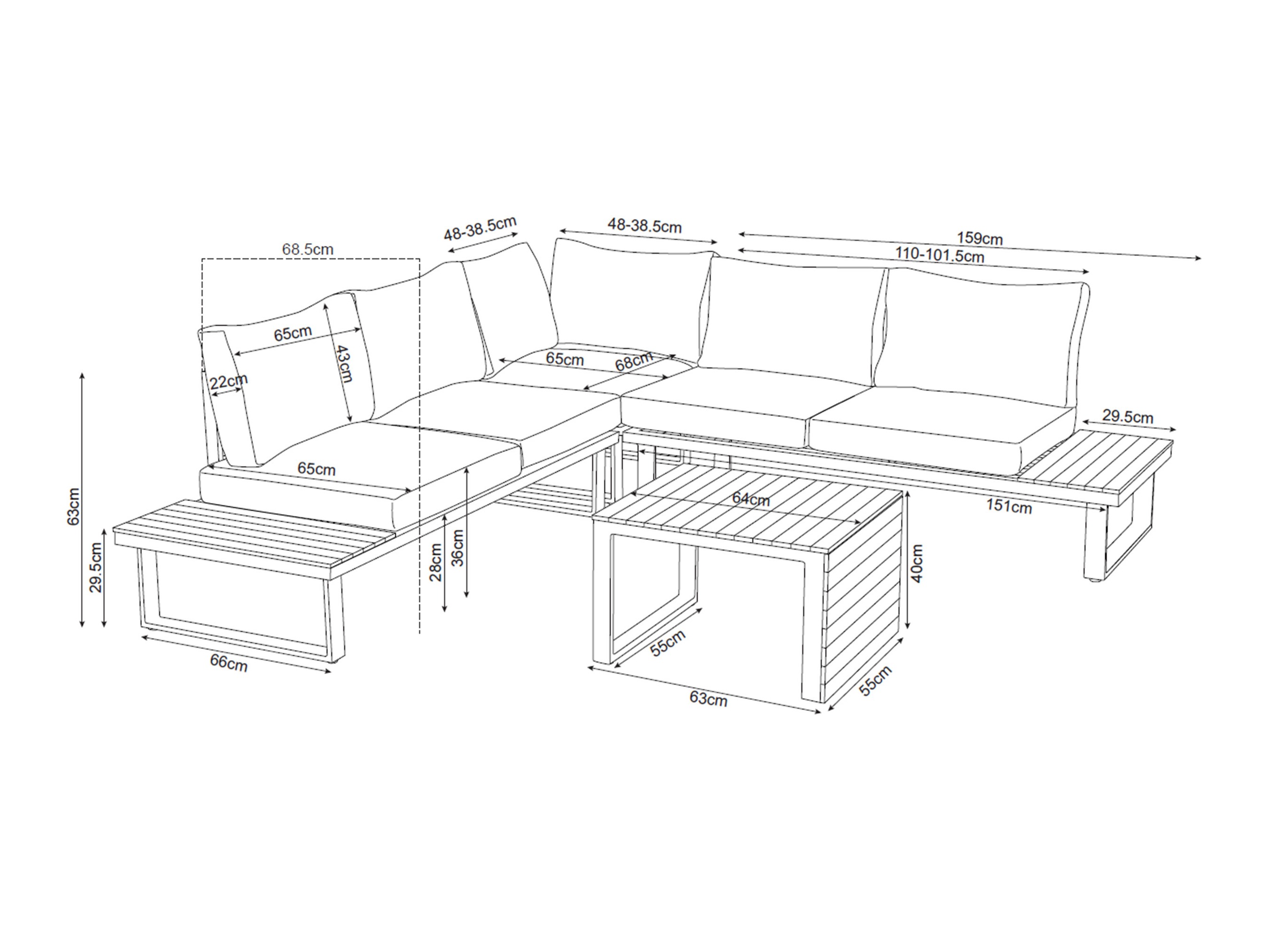 Conjunto de muebles de exterior Mandeville 374