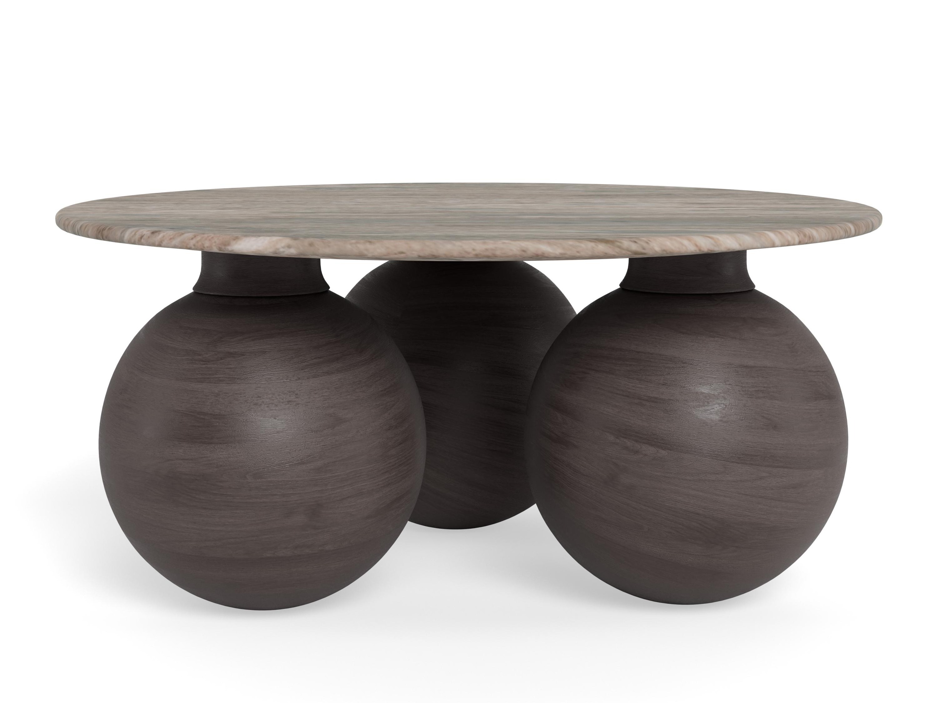 Mesa de centro Norsica 1082 (Marrón + Mármol gris)