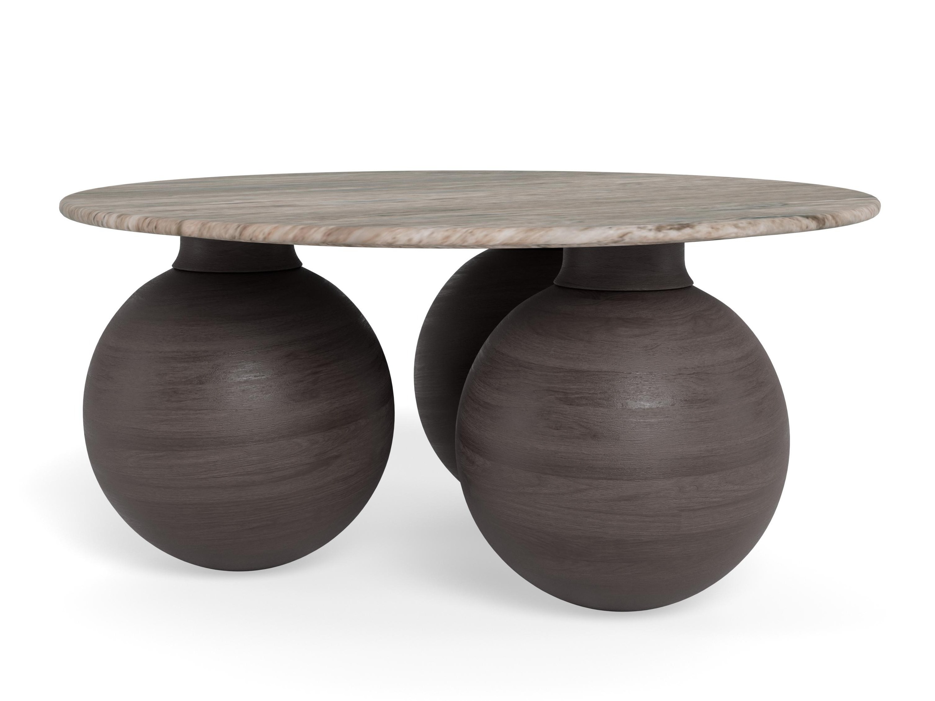 Mesa de centro Norsica 1082 (Marrón + Mármol gris)