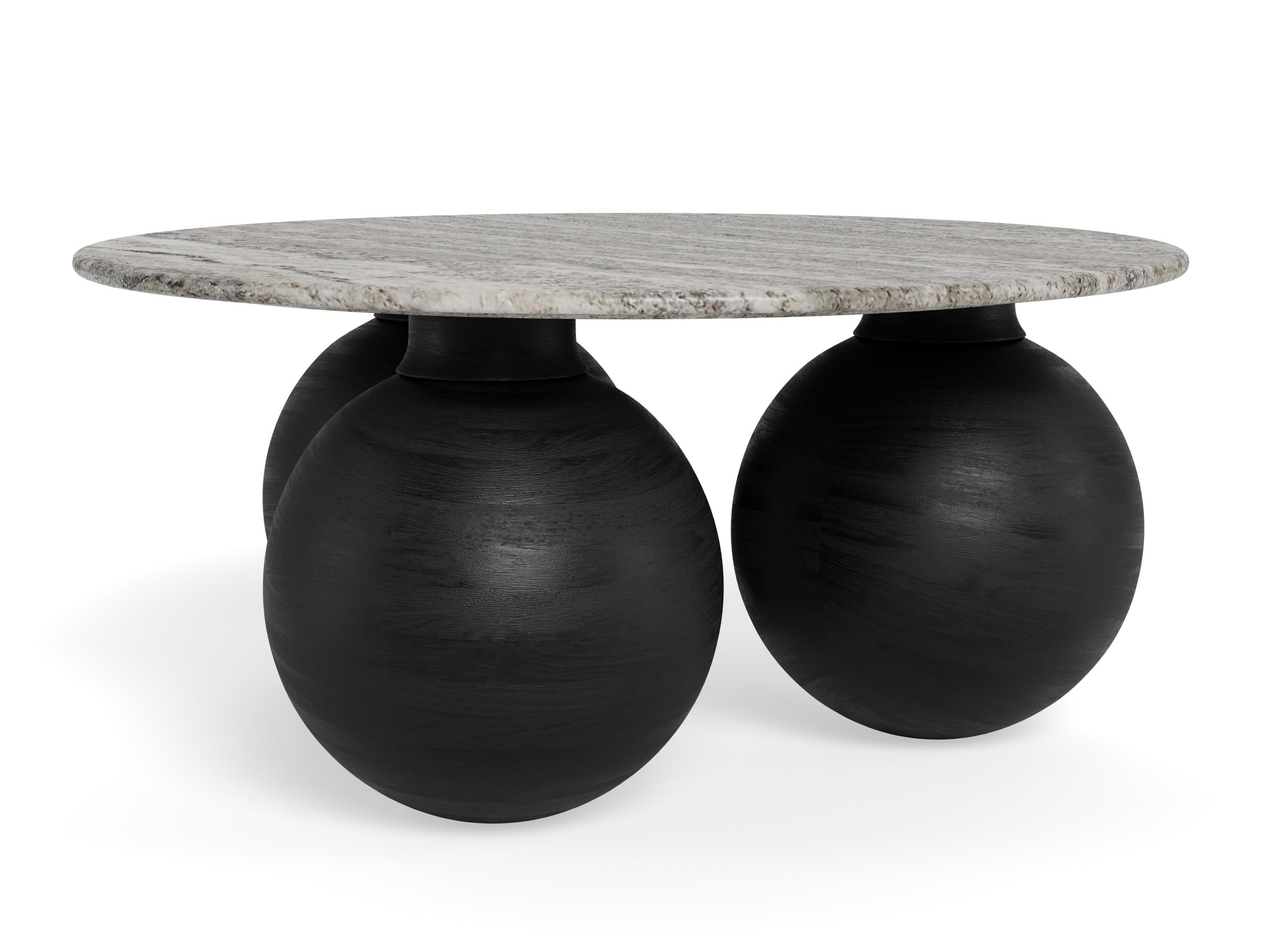 Mesa de centro Norsica 1082 (Negro + Mármol gris)