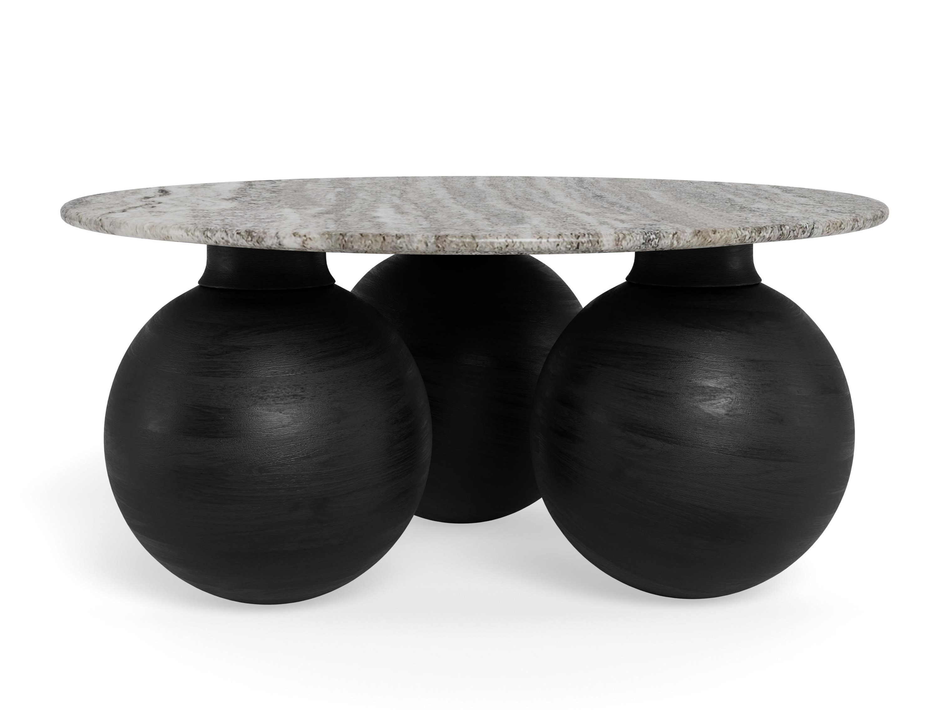 Mesa de centro Norsica 1082 (Negro + Mármol gris)