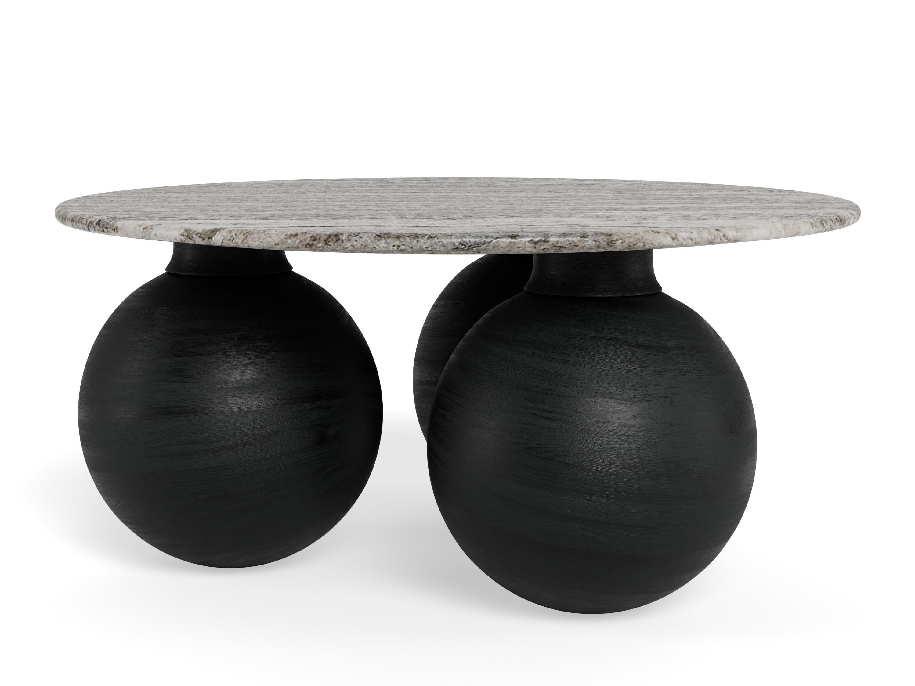 Mesa de centro Norsica 1082 (Negro + Mármol gris)
