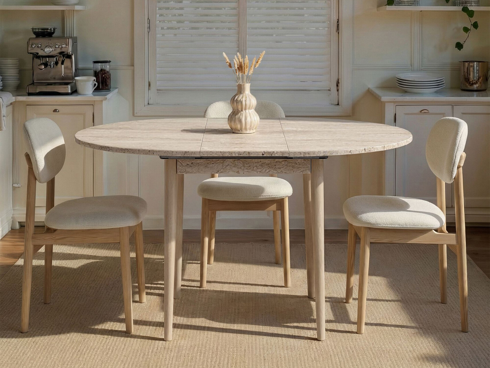 Mesa Novato 148 (Roble + Claro Travertine)