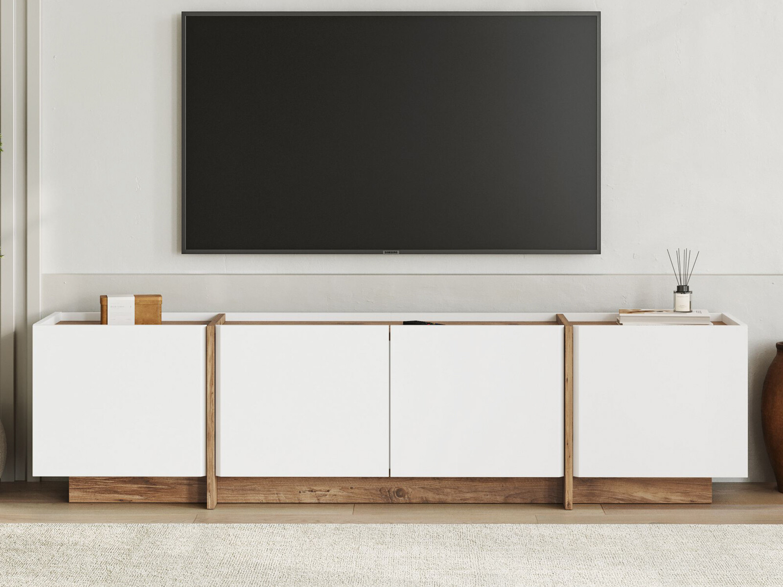 Mueble TV Novato 152 (Blanco + Pino)