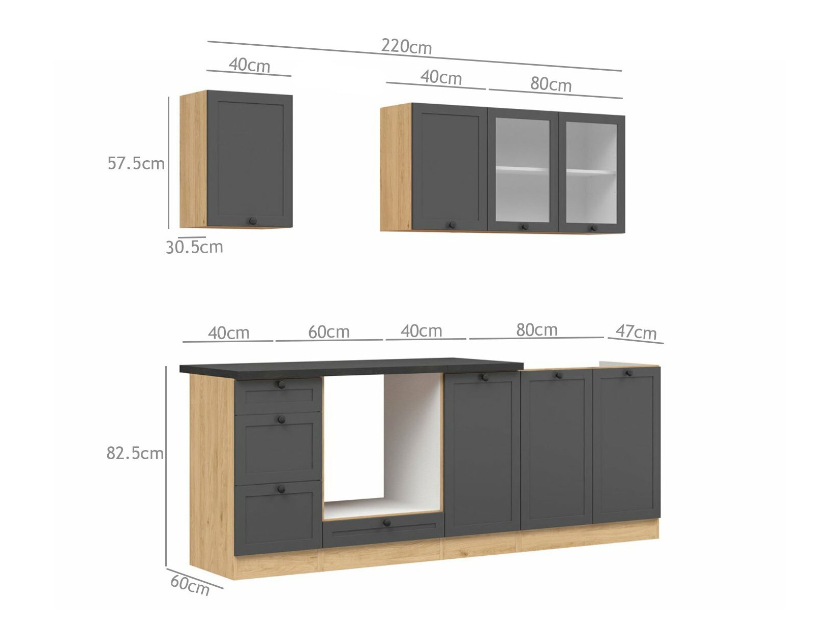Conjunto de cocina modular Classic Grey Oak 117